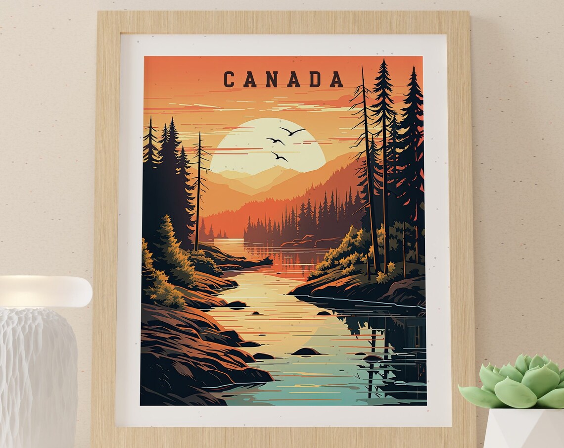 Canada Retro Travel Poster, Mountain Landscape - Image 4