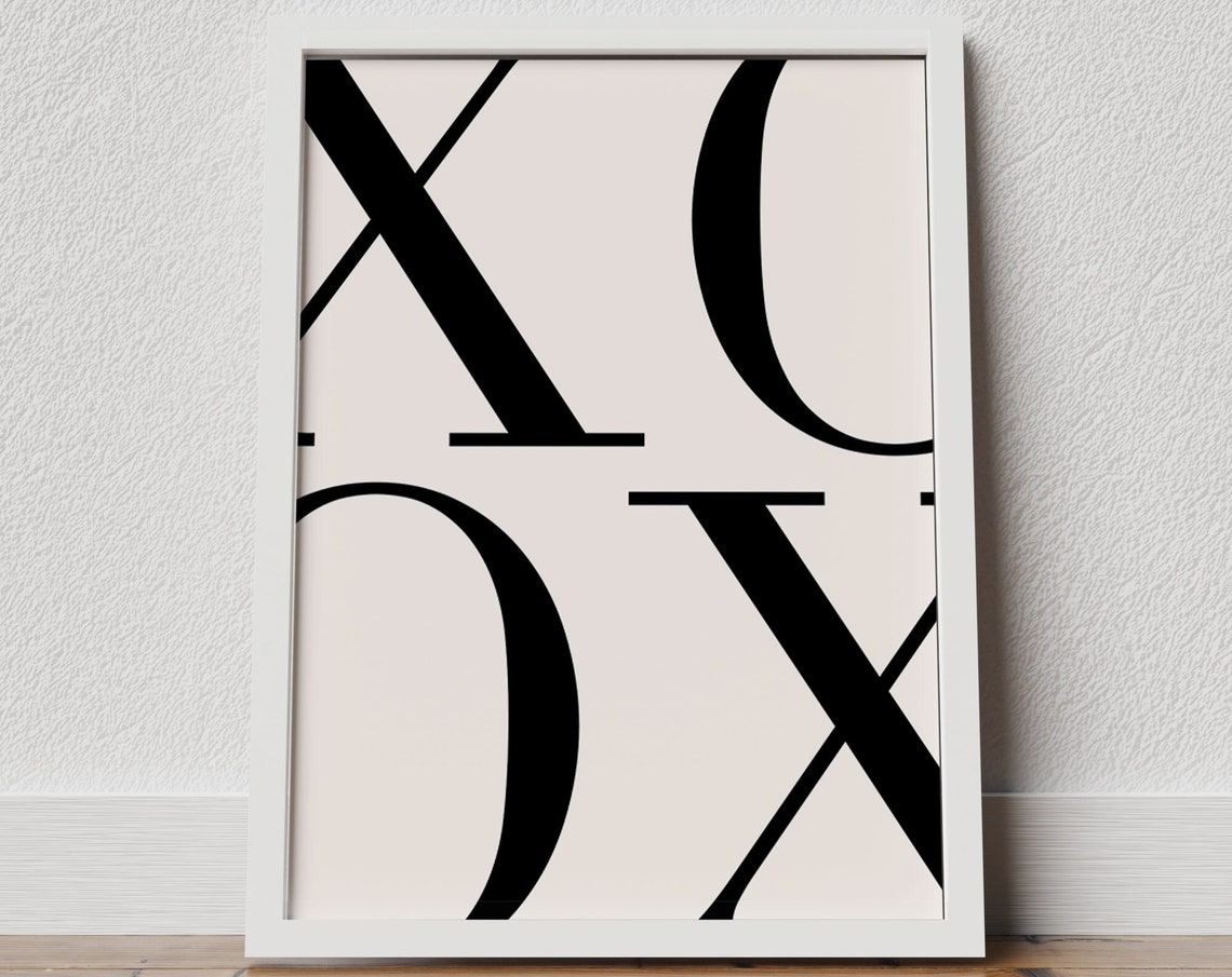 XOXO Oversized Typography Minimal Black and White Art Poster