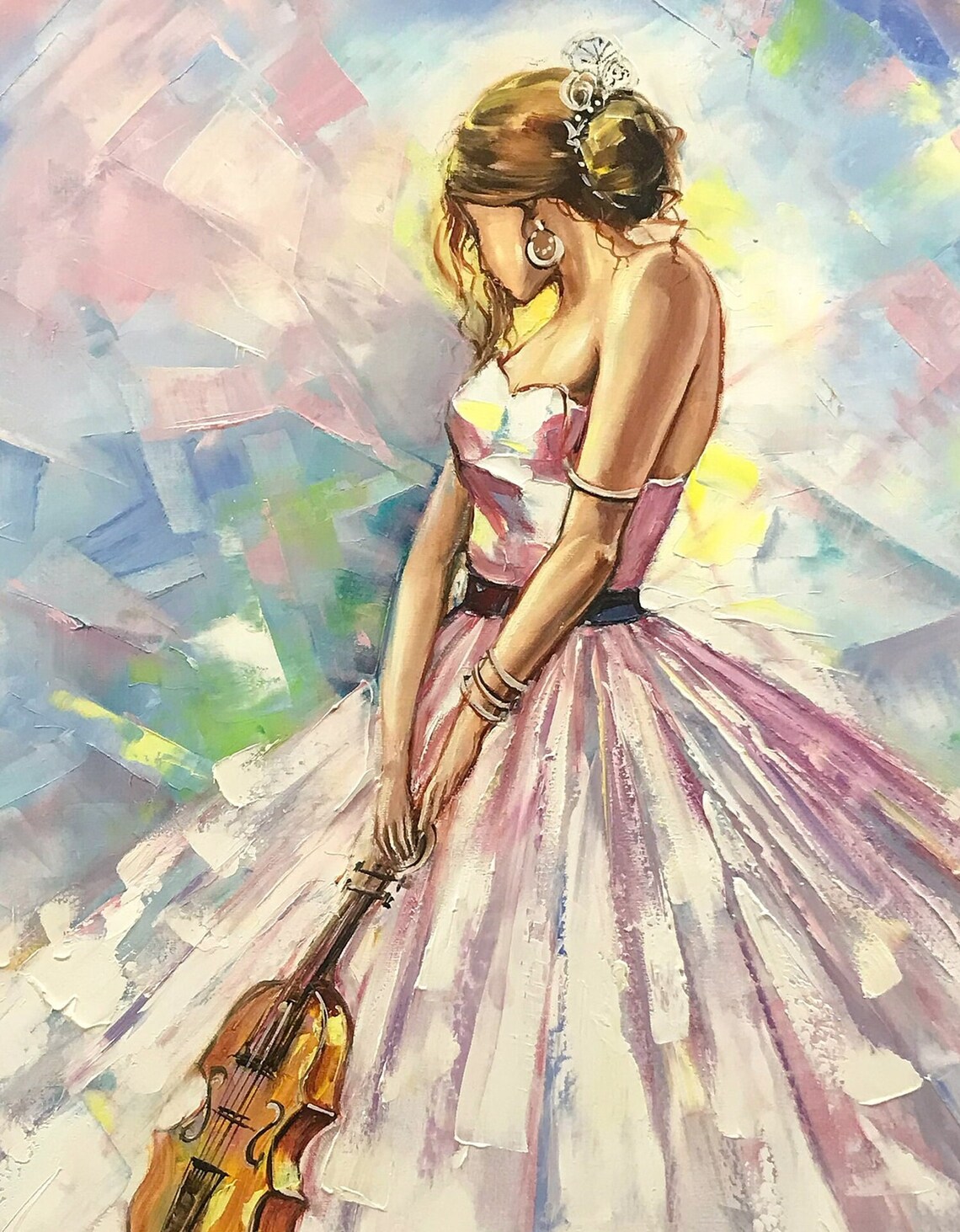 Abstract Violinist Woman Art Print, Musical Portrait - Image 2