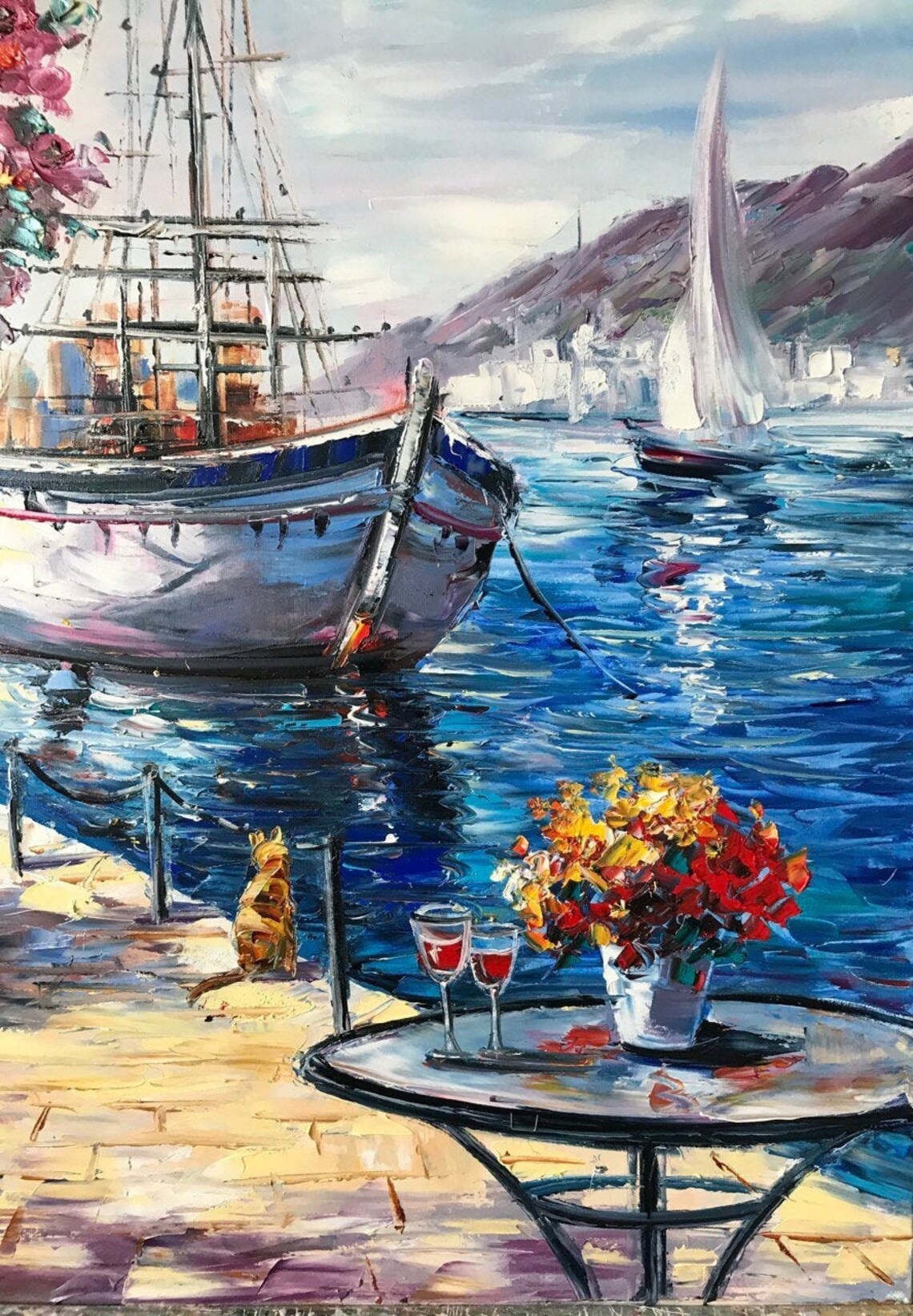 Santorini Mediterranean Landscape Art Print, Greece - Image 2