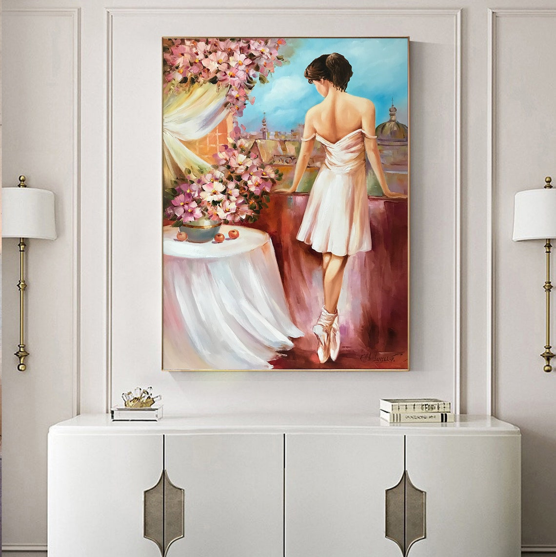 Dancing Ballerina Oil Painting Original Ballerina Wall Art Woman In Pink Dress Painting Ballet Art Classical Ballerina Painting On - Image 2