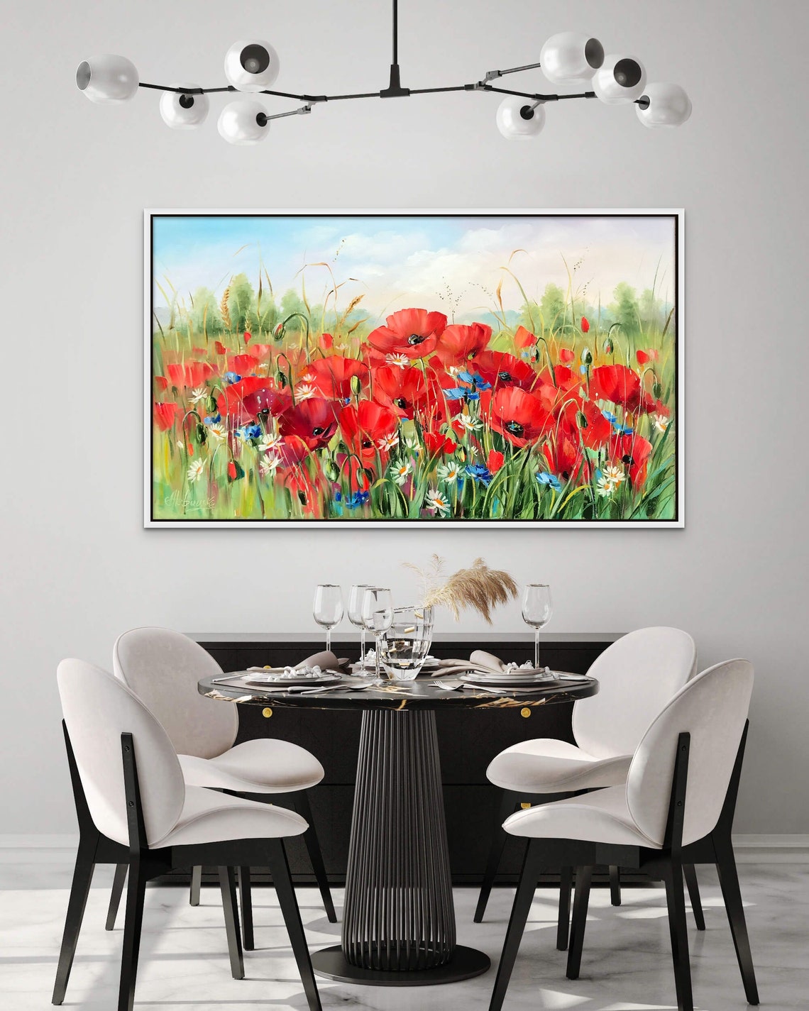Ukrainian Poppy Field Painting Original Art Work Wildflowers Ukrainian Oil Painting Landscape Red Poppies Painting Support Ukraine Artist - Image 3