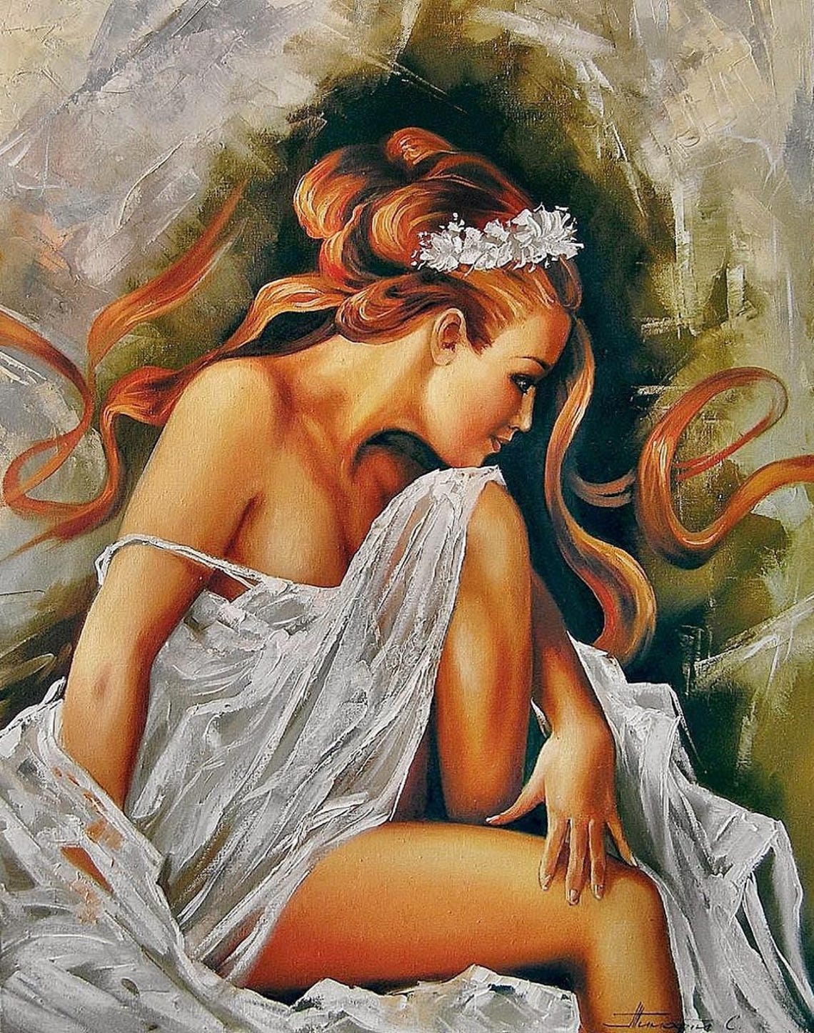Bride Painting Original Commission Painting Sensual Bedroom Art Wedding Morning Painting Sexy Woman Artwork Beautiful Woman Painting