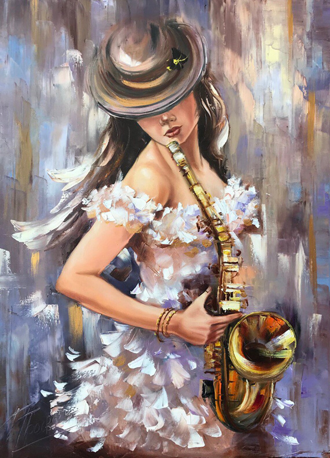 Abstract Saxophone Jazz Woman, Musician Art Print - Image 3