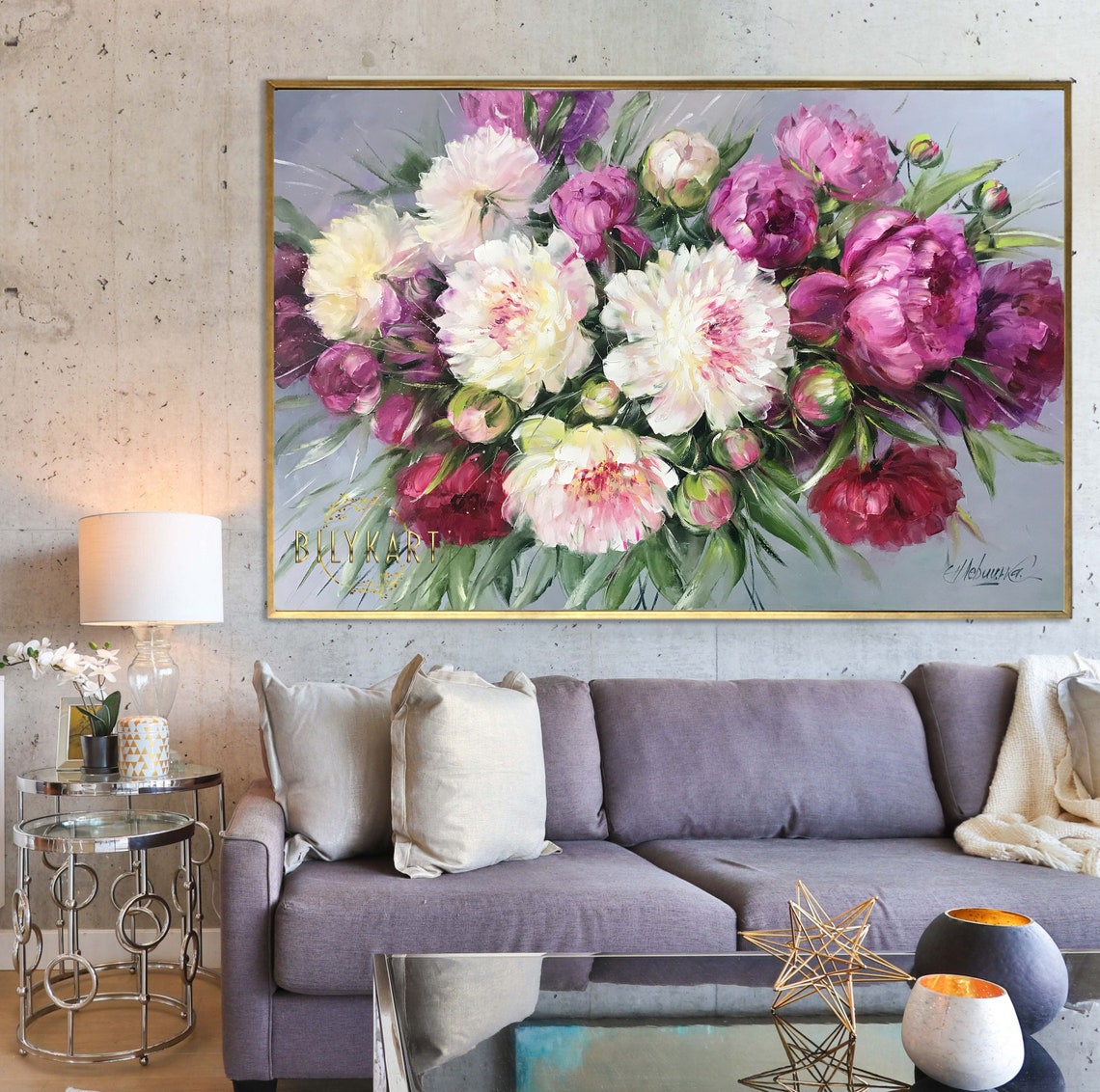 White Pink Purple Peonies Bouquet Soft Elegant Floral Bloom Poster - Image 3