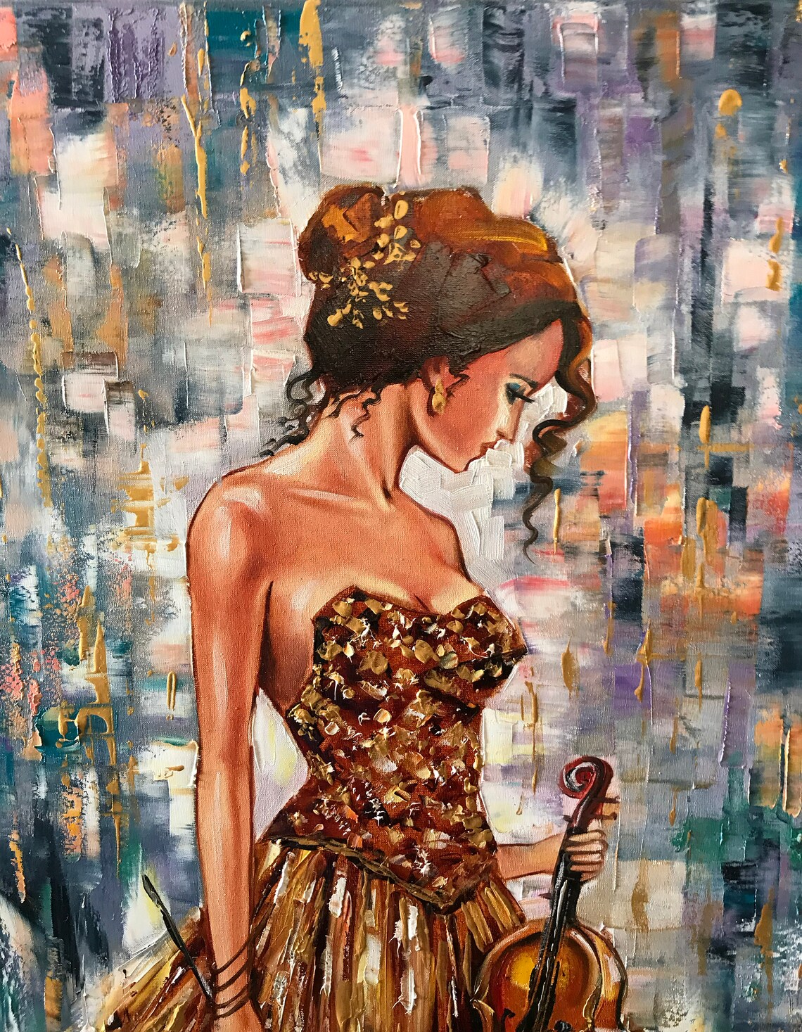 Abstract Woman Playing Violin, Portrait Art Print - Image 3