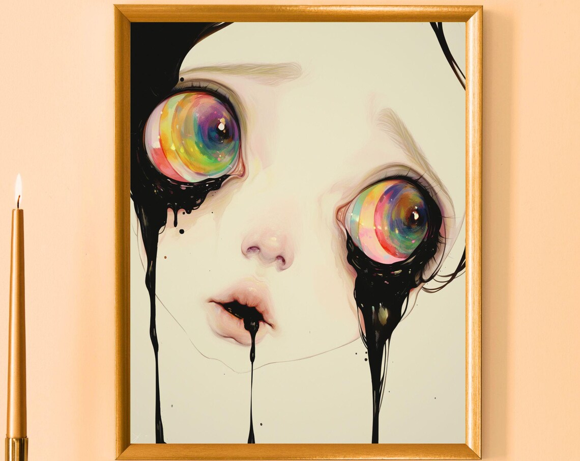 Drippy Girls No2 Unique Canvas Art Print