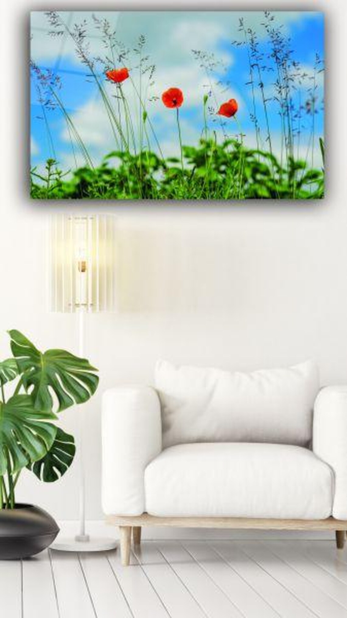 Bright Red Poppy Flowers Against Blue Sky Summer Meadow Poster - Image 3