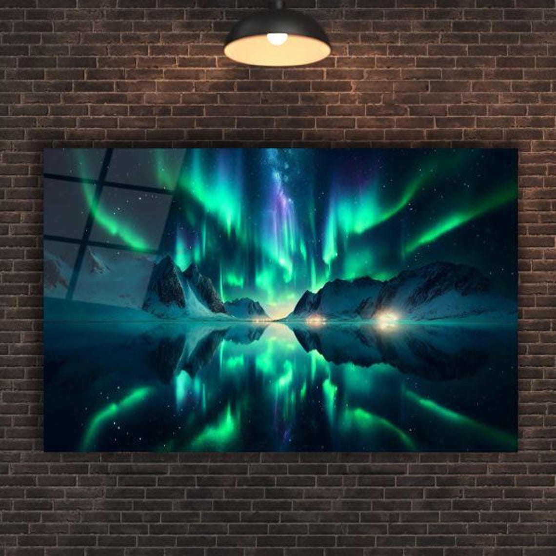 Arctic Aurora Northern Lights Mountain Lake Reflection Poster - Image 2