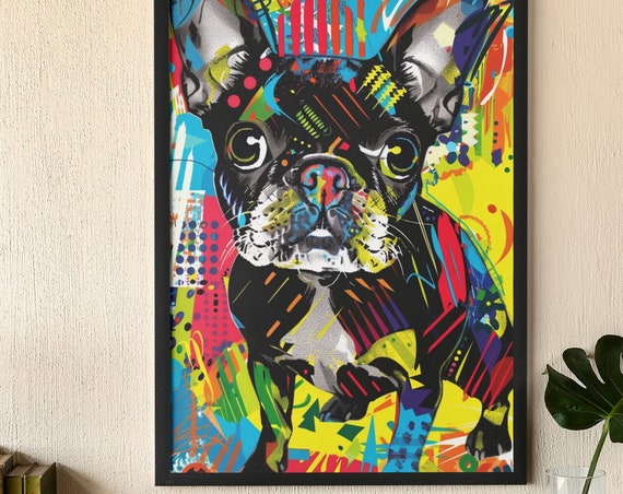 Vibrant French Bulldog Graffiti Poster Print Bold Street Art Dog Illustration Unique Urban Wall For Modern Homes