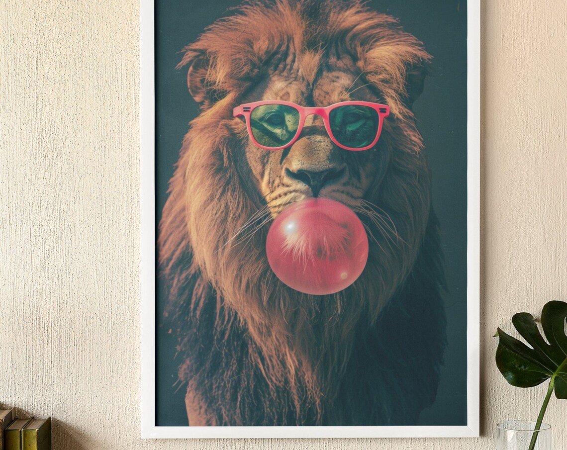 Cool Lion Art Print, Bold Animal Wall Decor