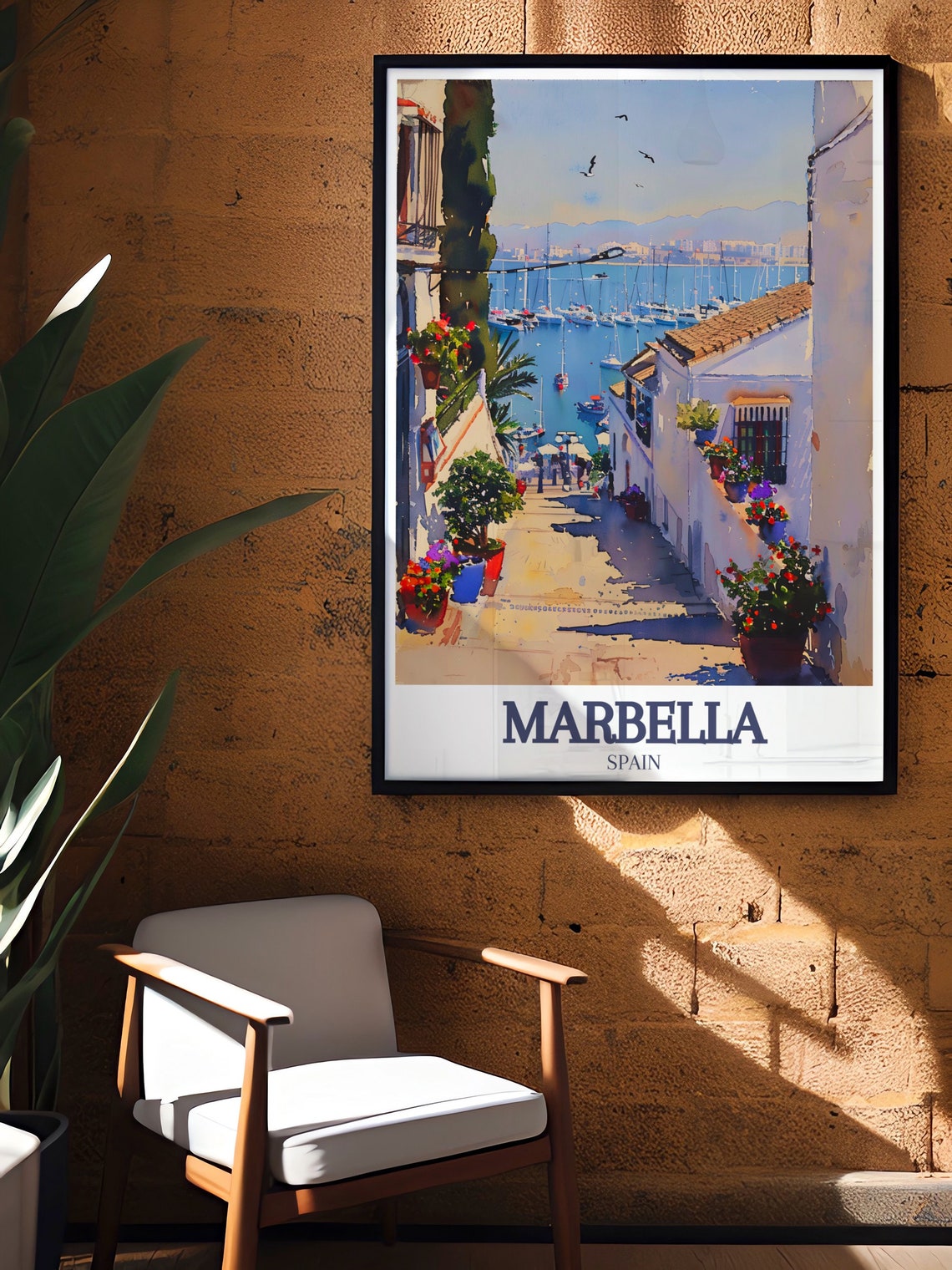 Marbella Old Town Flowered Alley To The Marina Spain Travel Poster - Image 3