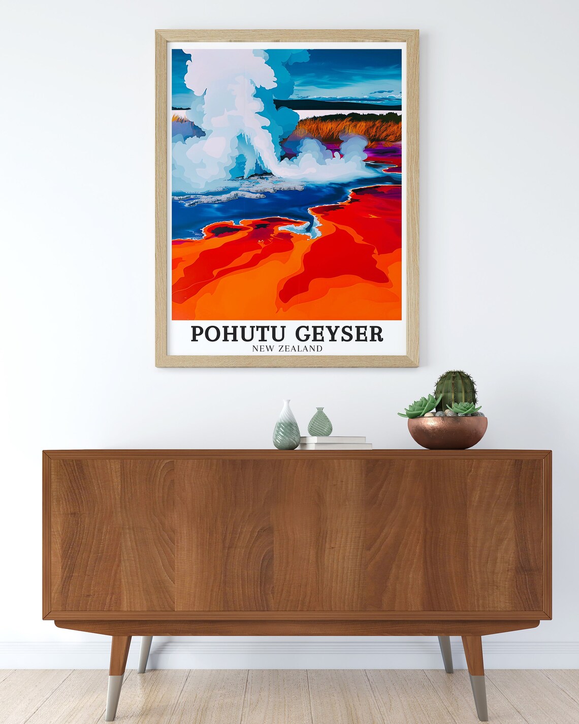 Pohutu Geyser New Zealand Red Terrace Steam Bold Pop Art Poster - Image 2