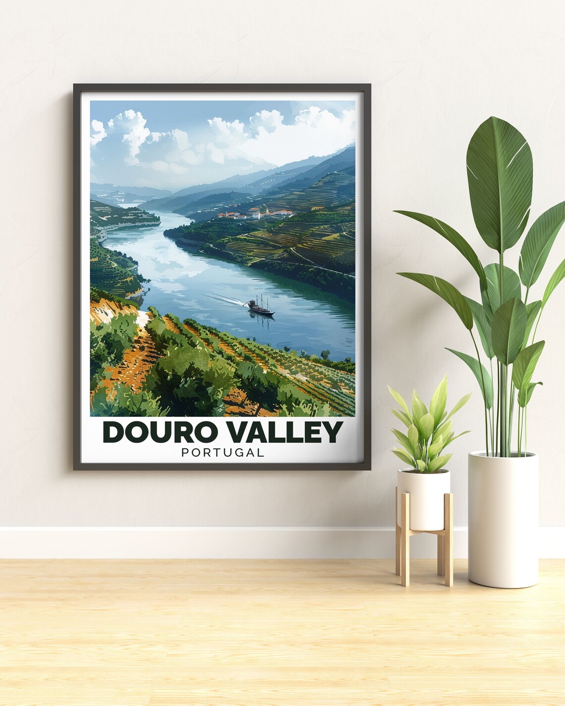 Douro Valley Portugal Bright Daytime Terraced River Hills Poster - Image 2