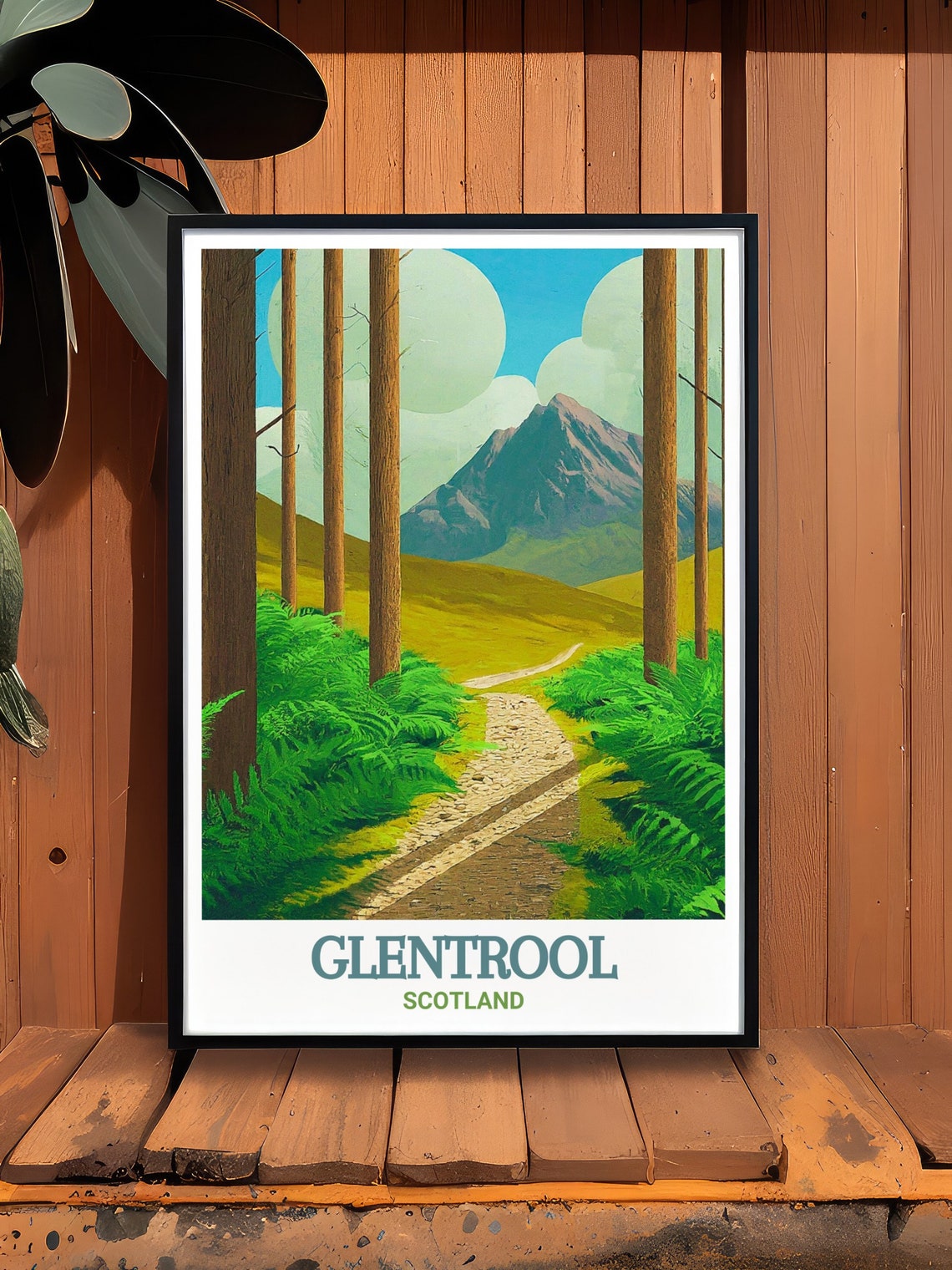 Glentrool Scotland Forest Trail Path Through Ferns and Pines Poster - Image 2