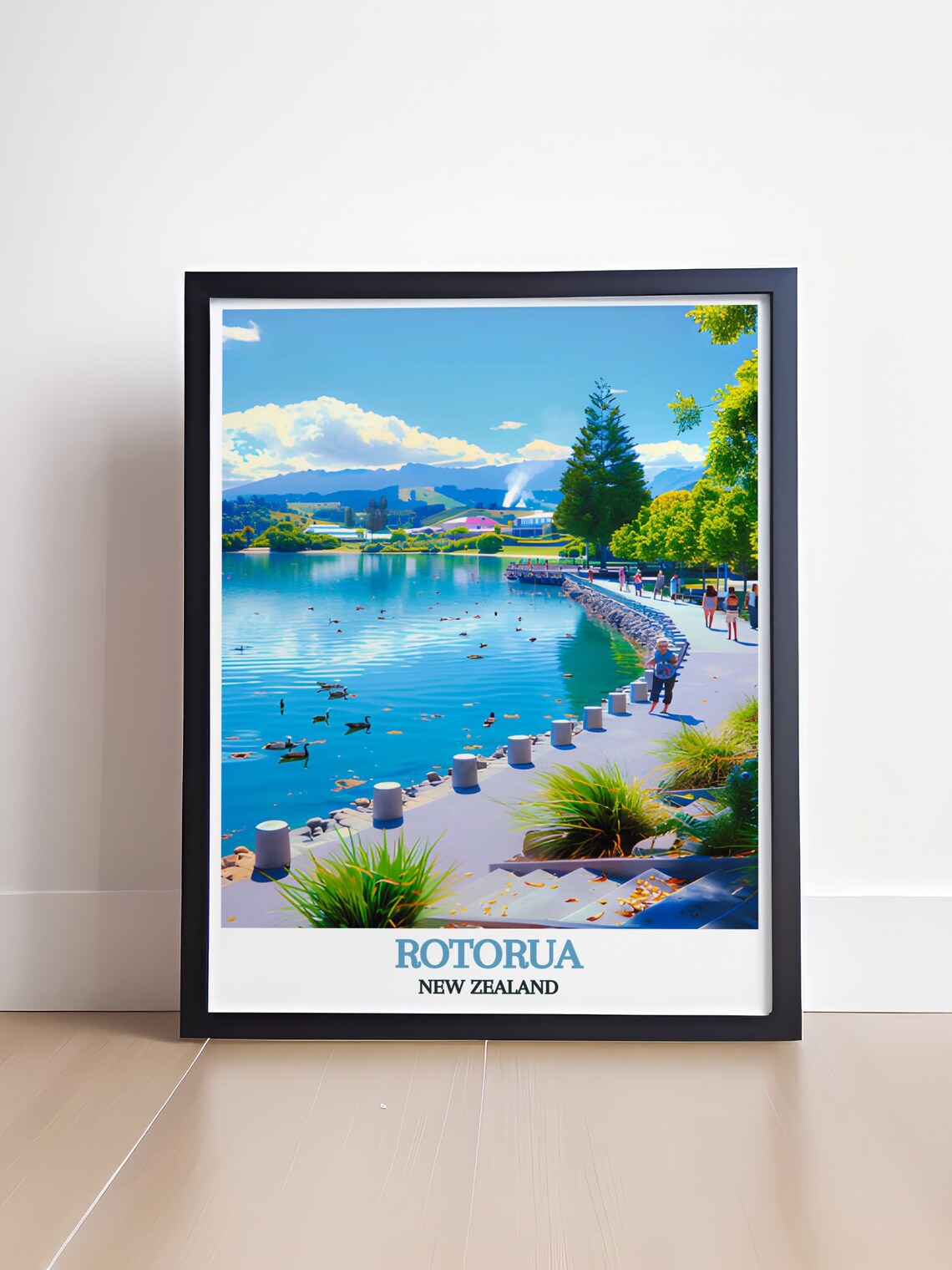 Lake Rotorua Lakeside Promenade Ducks New Zealand Travel Poster - Image 4