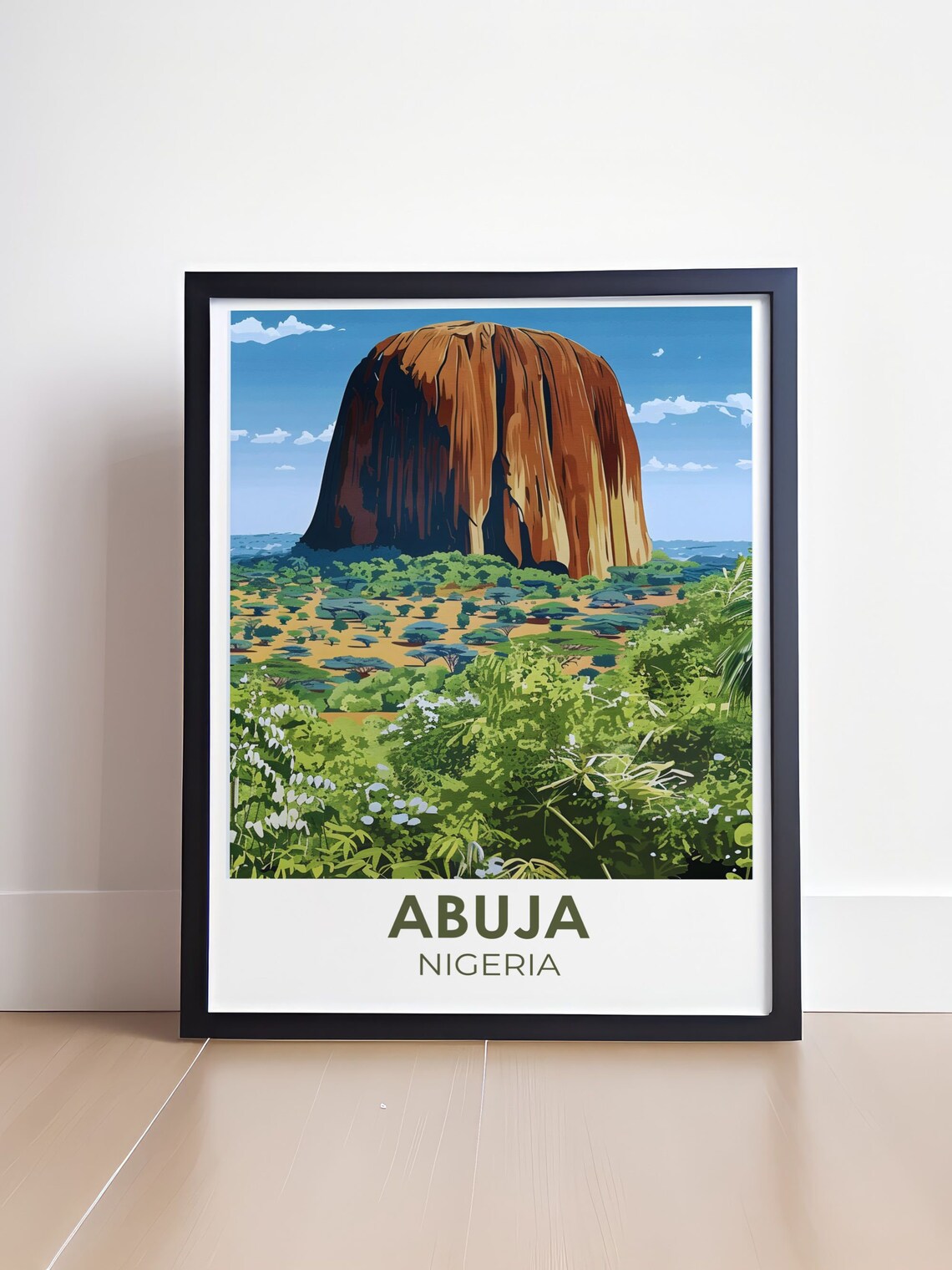 Abuja Nigeria Zuma Rock Giant Monolith Savanna Landscape Travel Poster - Image 4