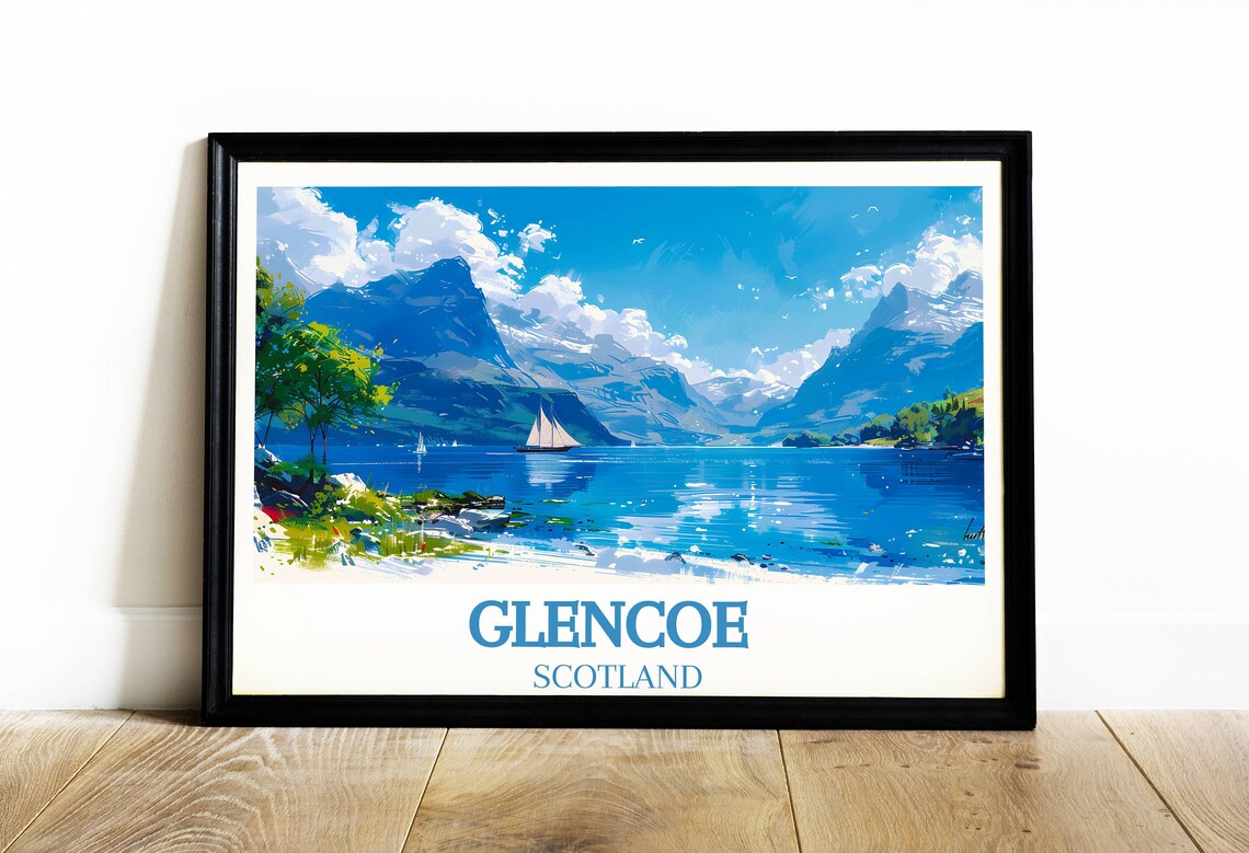 Glencoe Scotland Mountain Lake Sailboats Summer Travel Poster - Image 4