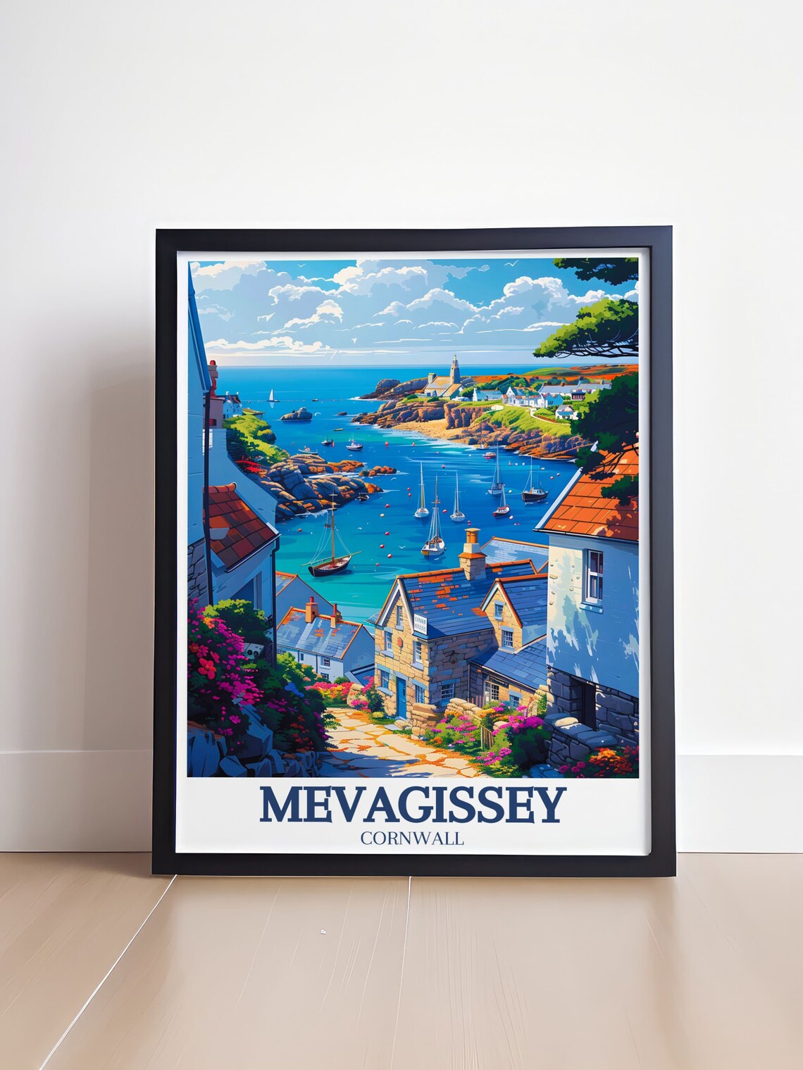 Mevagissey Cornwall Village Path Leading Down To The Harbor Poster - Image 4