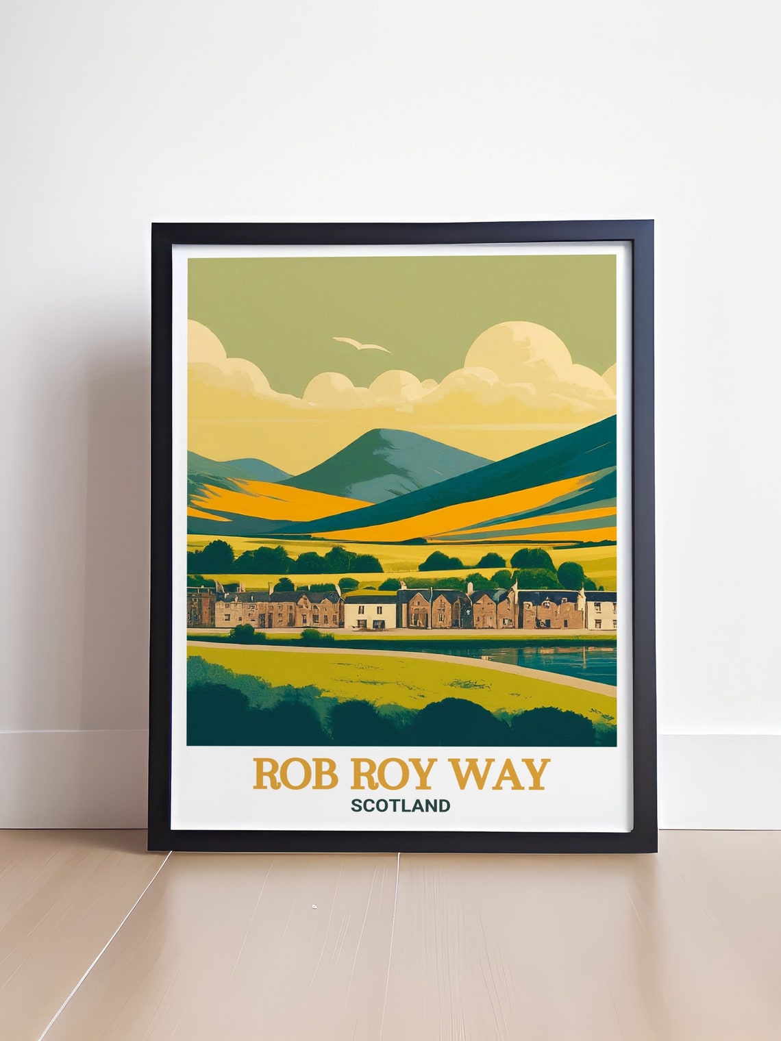 Rob Roy Way Scotland Village River Golden Mountain Sunset Poster - Image 4