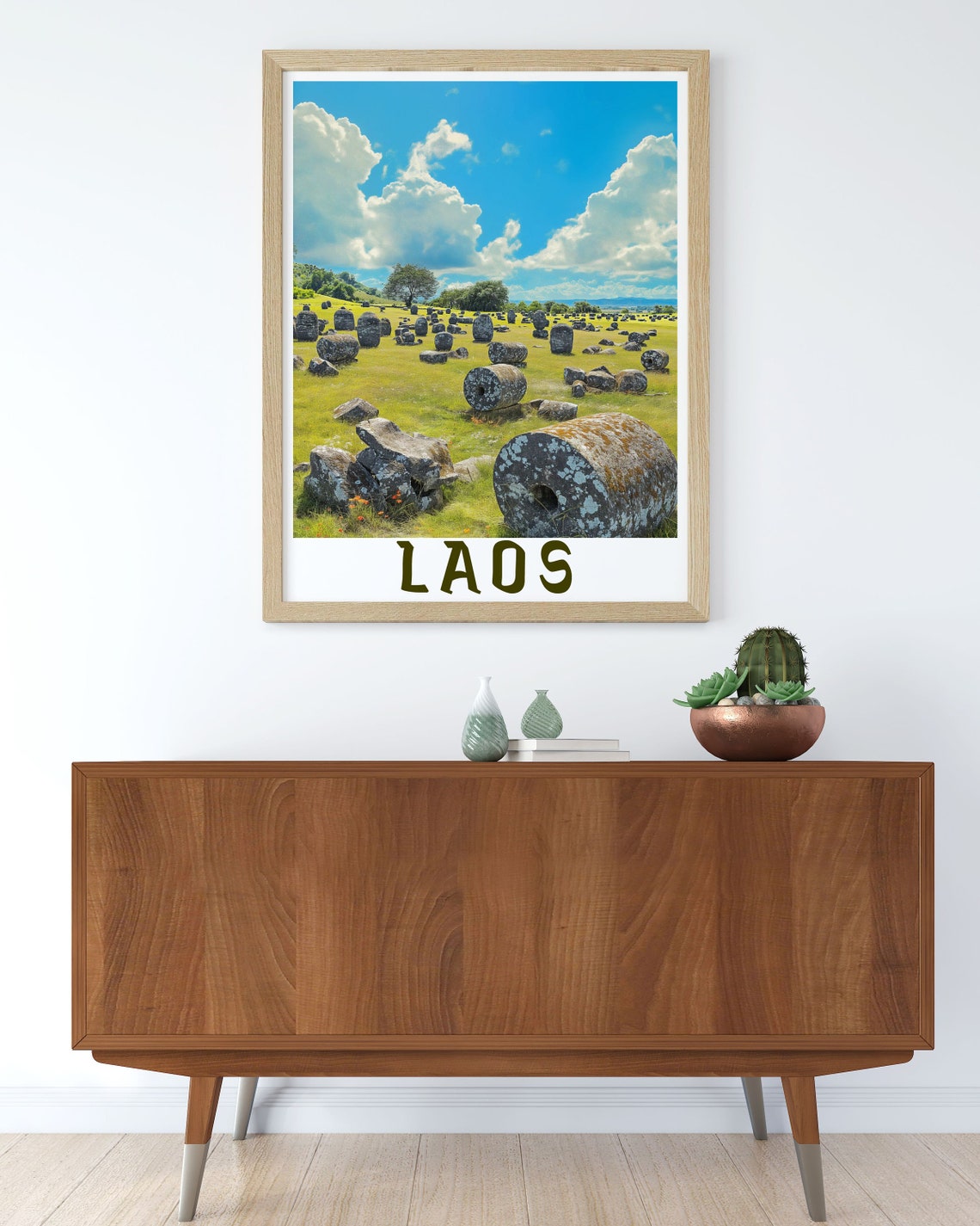 Laos Travel Poster Travel Print With Plaon Of Jars Laos Decor Laos Poster Laos Travel Print With Plaon Of Jars - Image 2