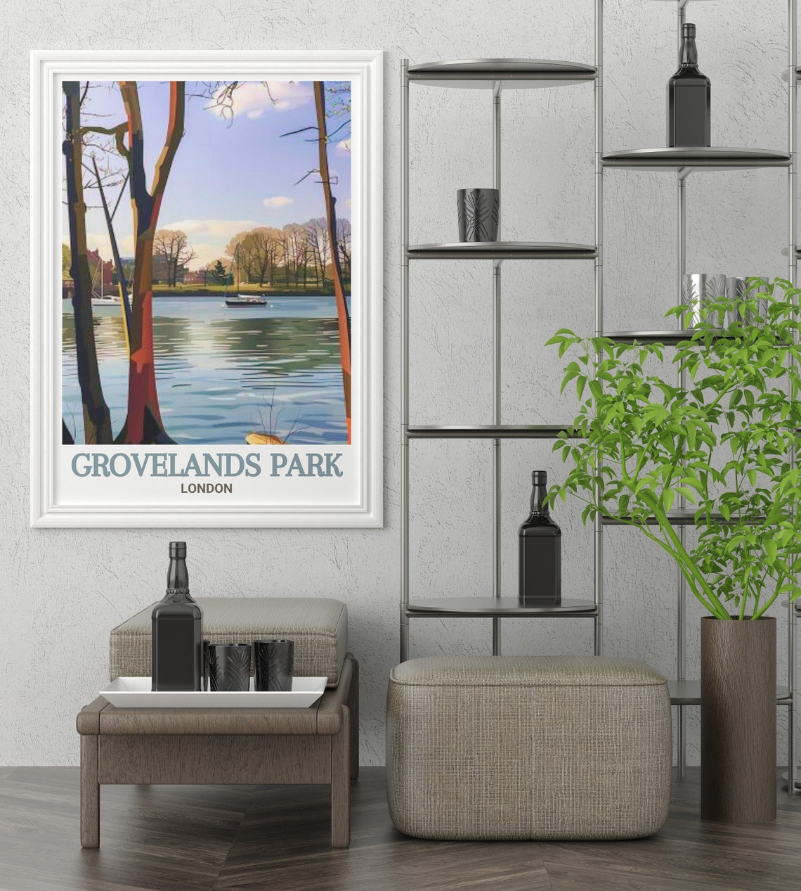 Grovelands Park London Lake View Through Trees With Boats Poster - Image 3