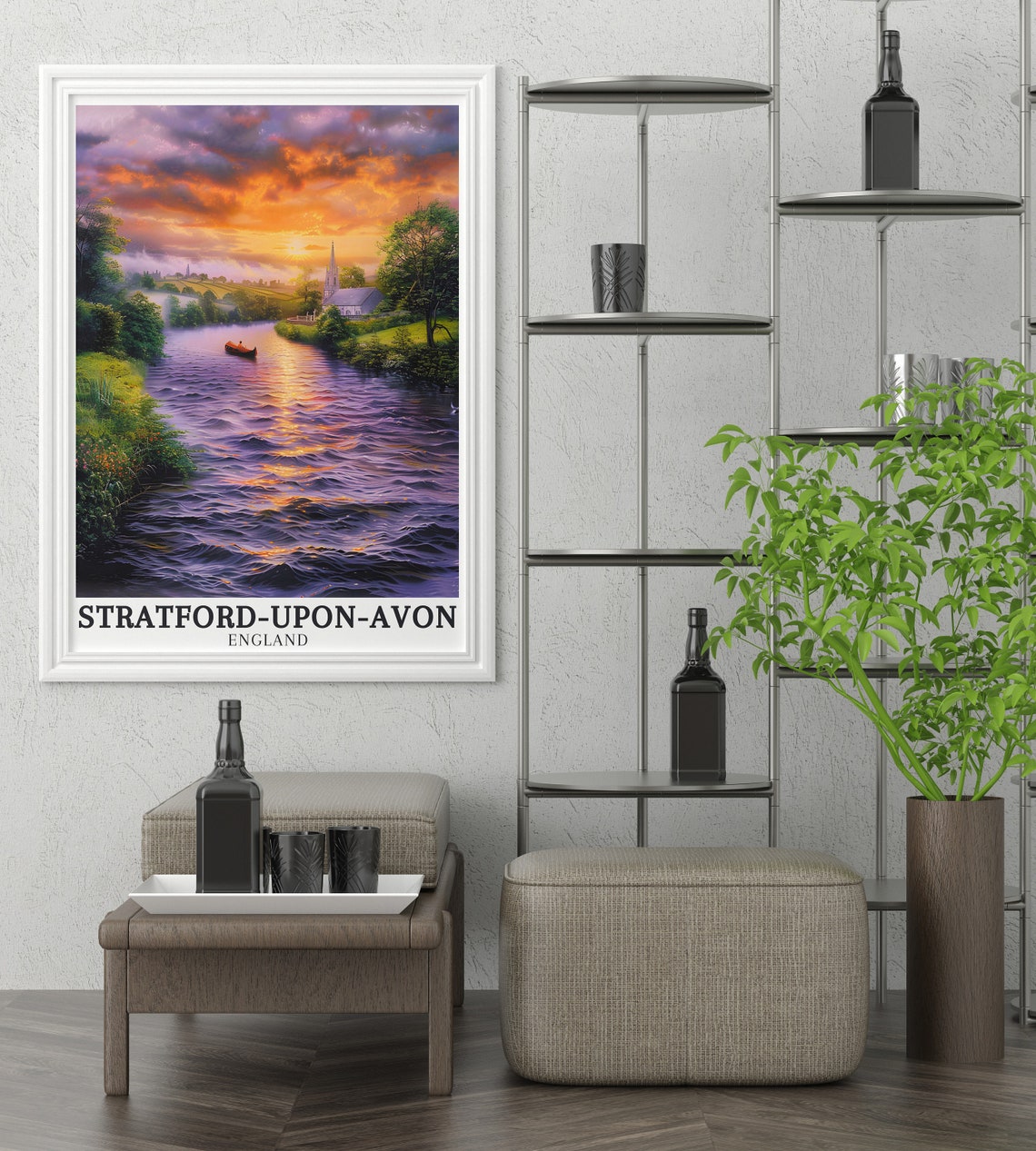 Stratford Upon Avon River Avon Sunset With Church Spire England Poster - Image 2