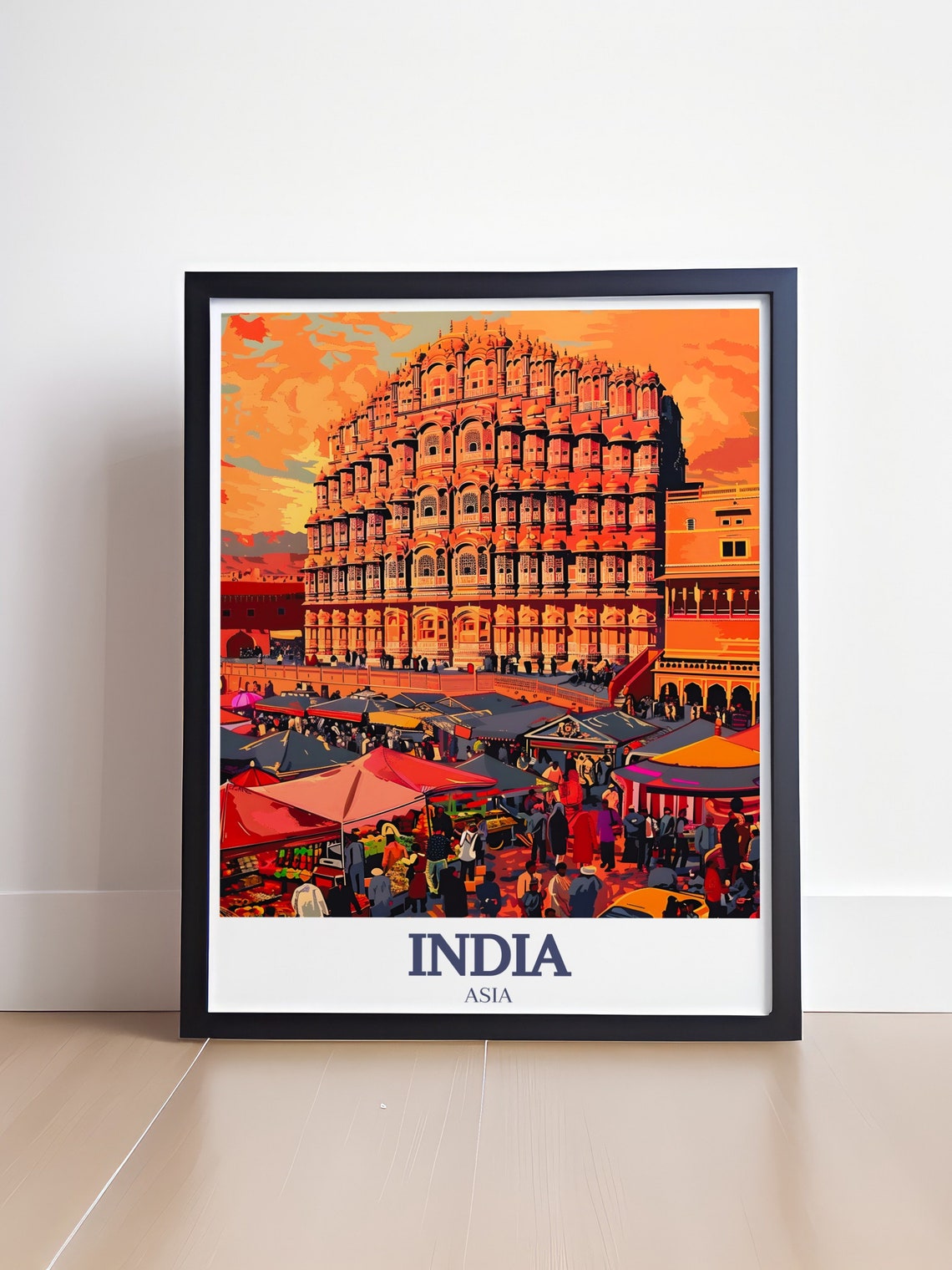 Hawa Mahal at Sunset Above the Buzzing Jaipur Market Travel Poster - Image 4