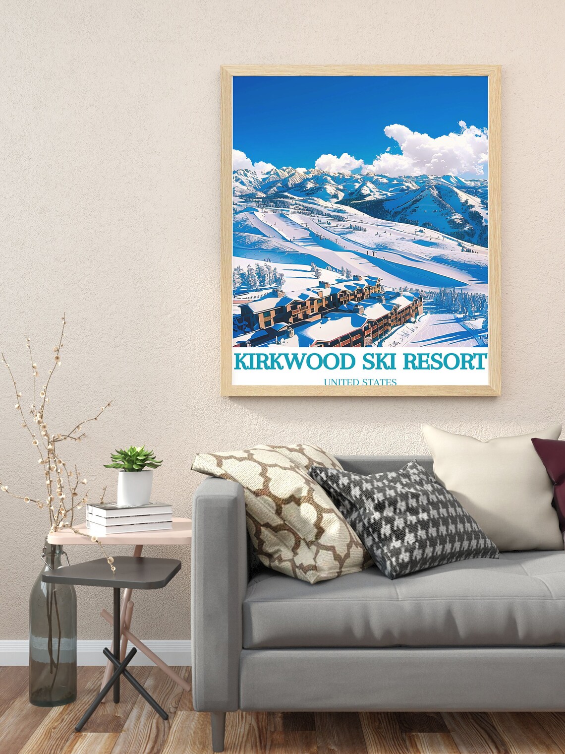 Kirkwood Ski Resort California Aerial Slopes Mountain Poster - Image 3