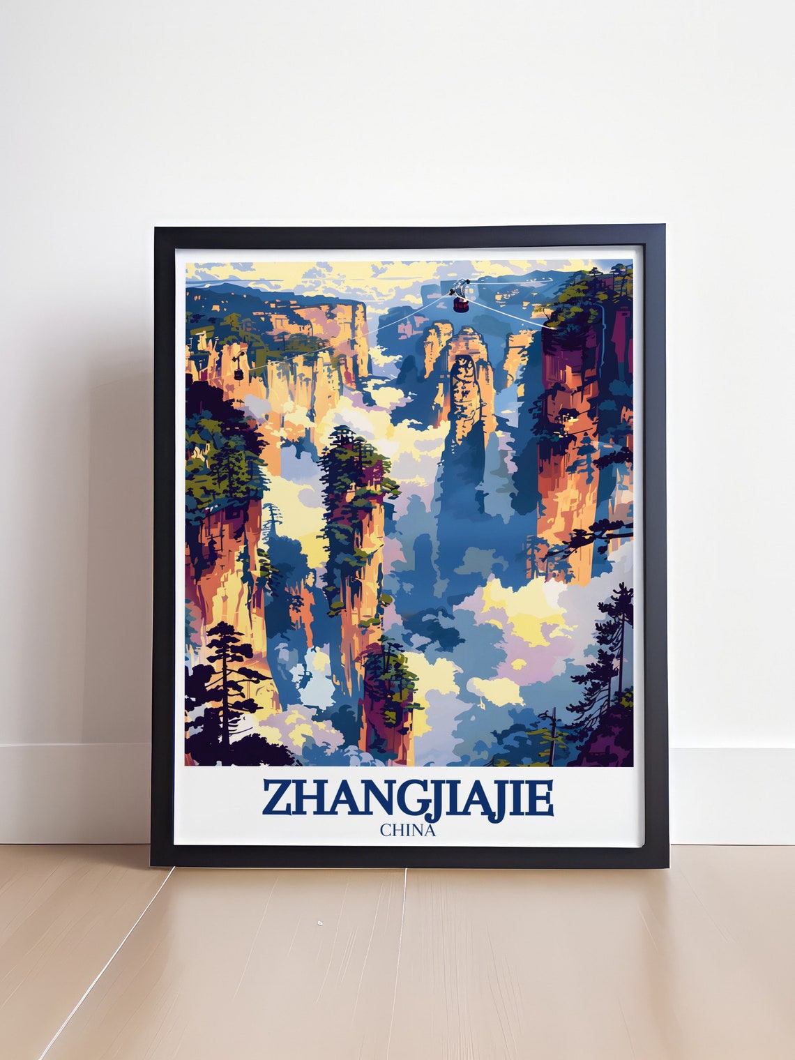 Zhangjiajie China Towering Sandstone Pillars Cable Car Travel Poster - Image 4