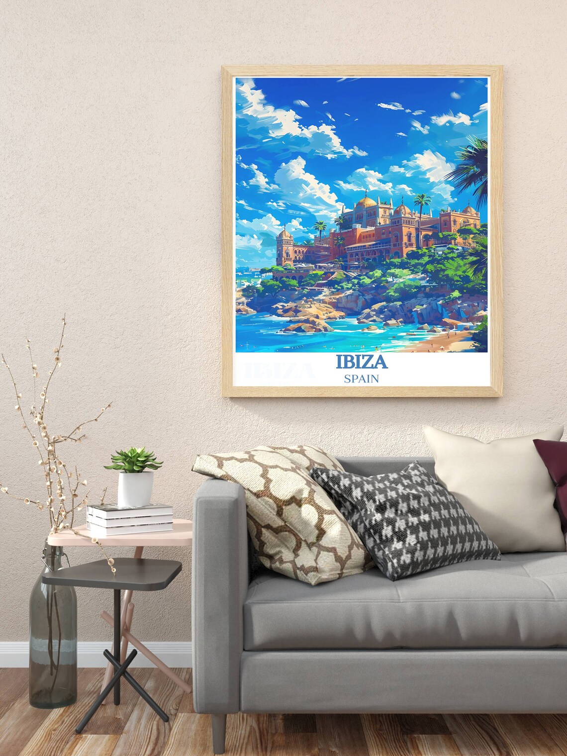 Ibiza Spain Cliffside Coastal Resort Turquoise Bay Travel Poster - Image 3