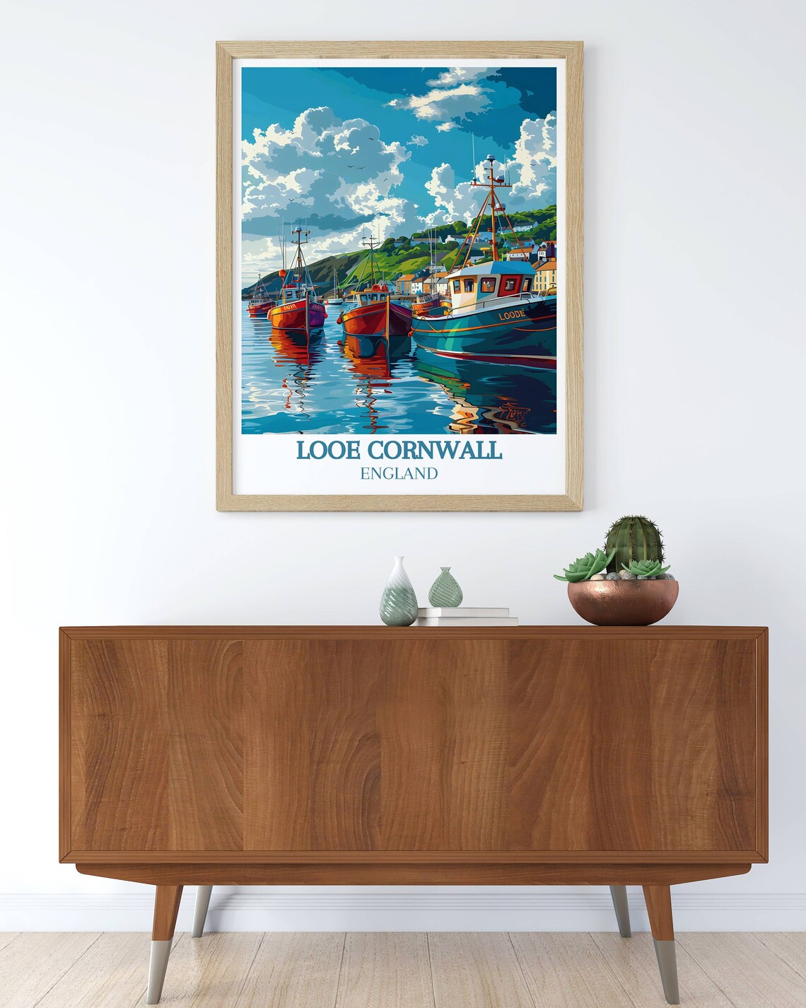 Looe Harbor Cornwall England Fishing Boat Marina Travel Poster - Image 3