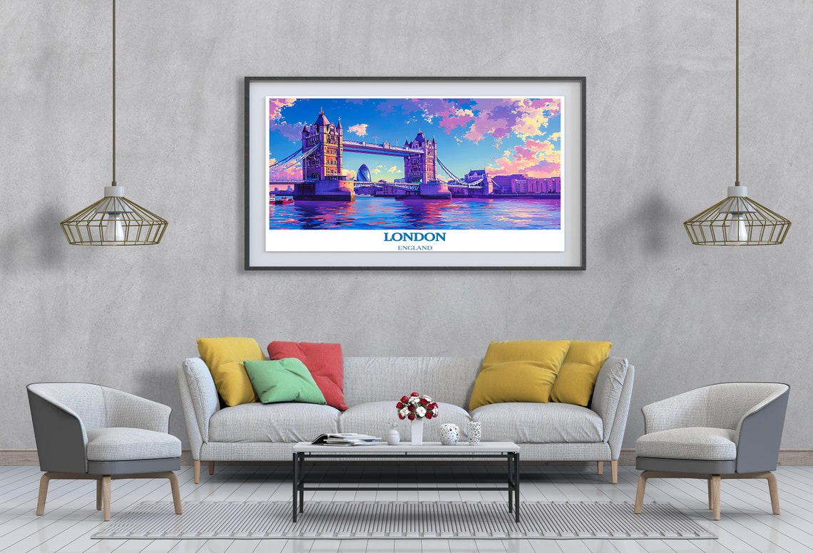 London England Tower Bridge Sunset Skyline Dramatic Landscape Poster - Image 4