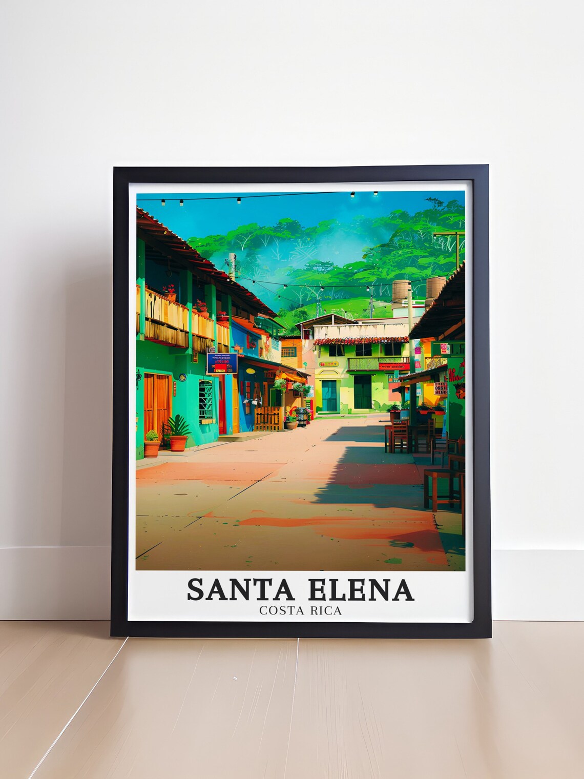 Santa Elena Costa Rica Colorful Town Street Sunny Day Travel Poster - Image 4