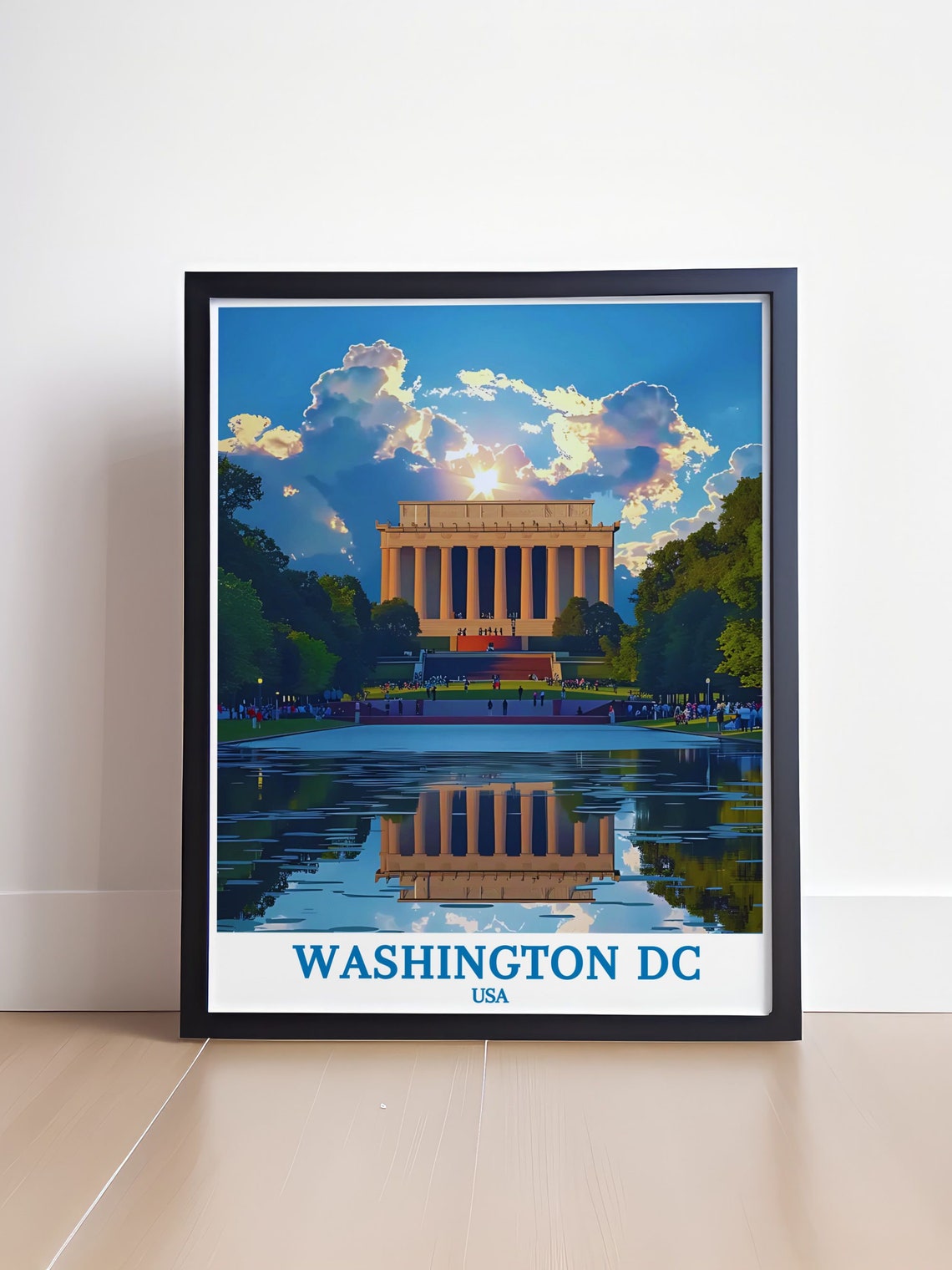 Washington DC Lincoln Memorial Reflecting Pool Sunset Art Poster - Image 4