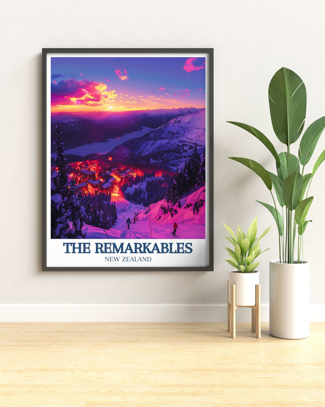 The Remarkables Ski Resort Sunset New Zealand Alpine Village Poster - Image 3