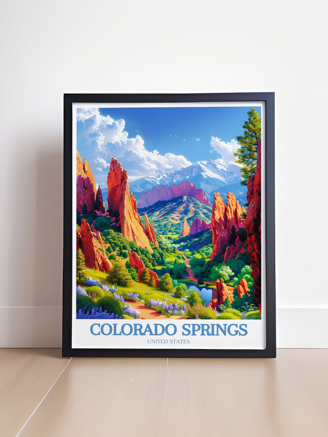 Colorado Springs Travel Poster, Garden Of Gods & Pikes Peak - Image 4
