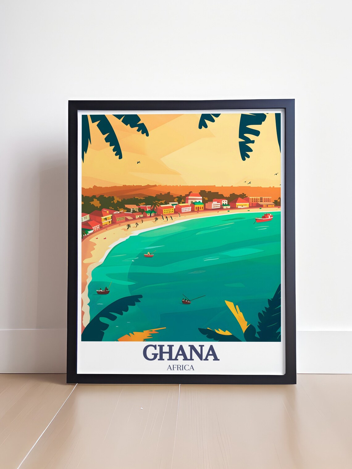 Ghana Labadi Beach Sunset Fishing Boats Tropical Africa Poster - Image 4