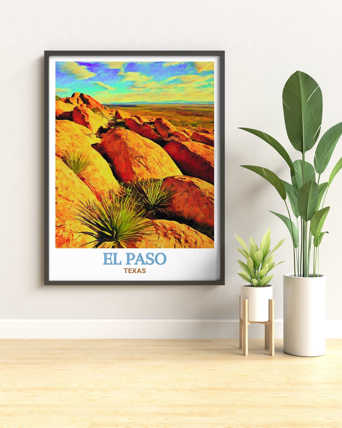 El Paso Texas Hueco Tanks Golden Boulders Desert Travel Poster - Image 3