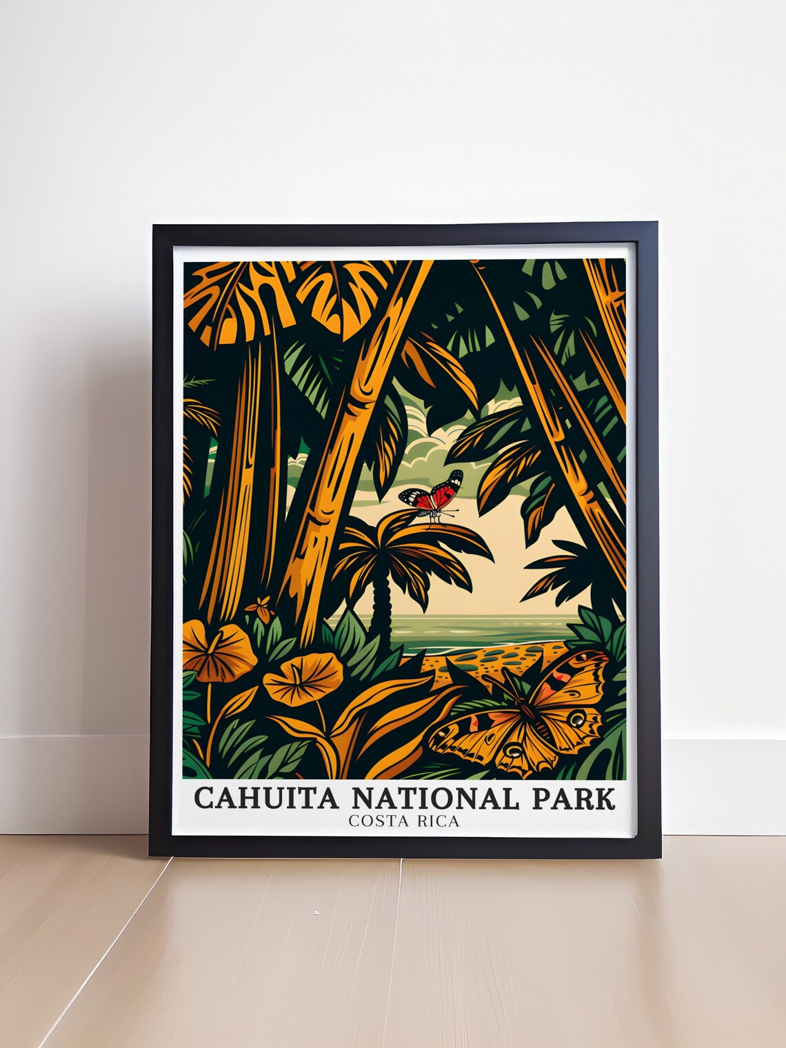 Cahuita National Park Butterfly Jungle Retro Costa Rica Poster - Image 4