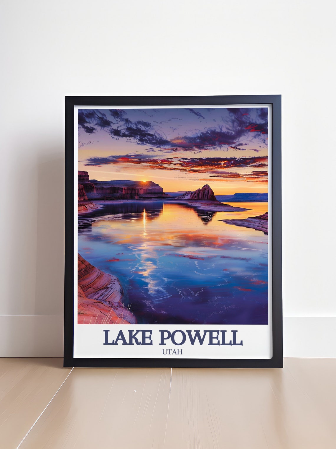 Lake Powell Utah Sunset Reflection Travel Photography Poster - Image 4