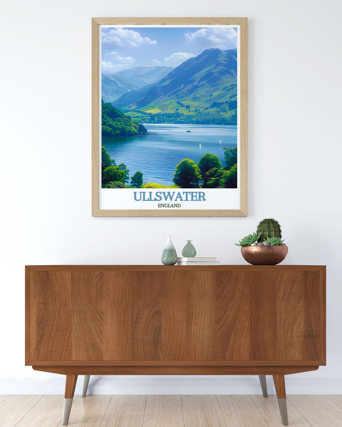 Ullswater Lake with Sailboats and Green Fells in England Poster - Image 2