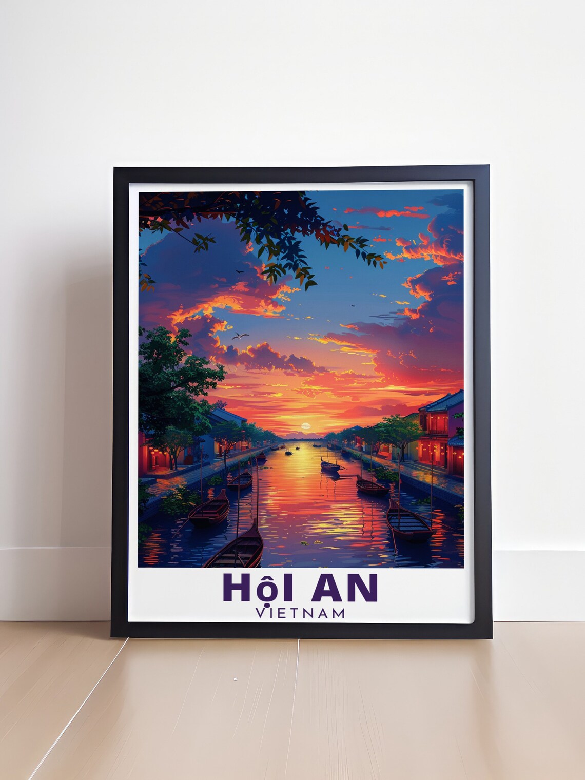 Thu Bon River Sunset With Wooden Boats Hoi An Vietnam Travel Poster - Image 4