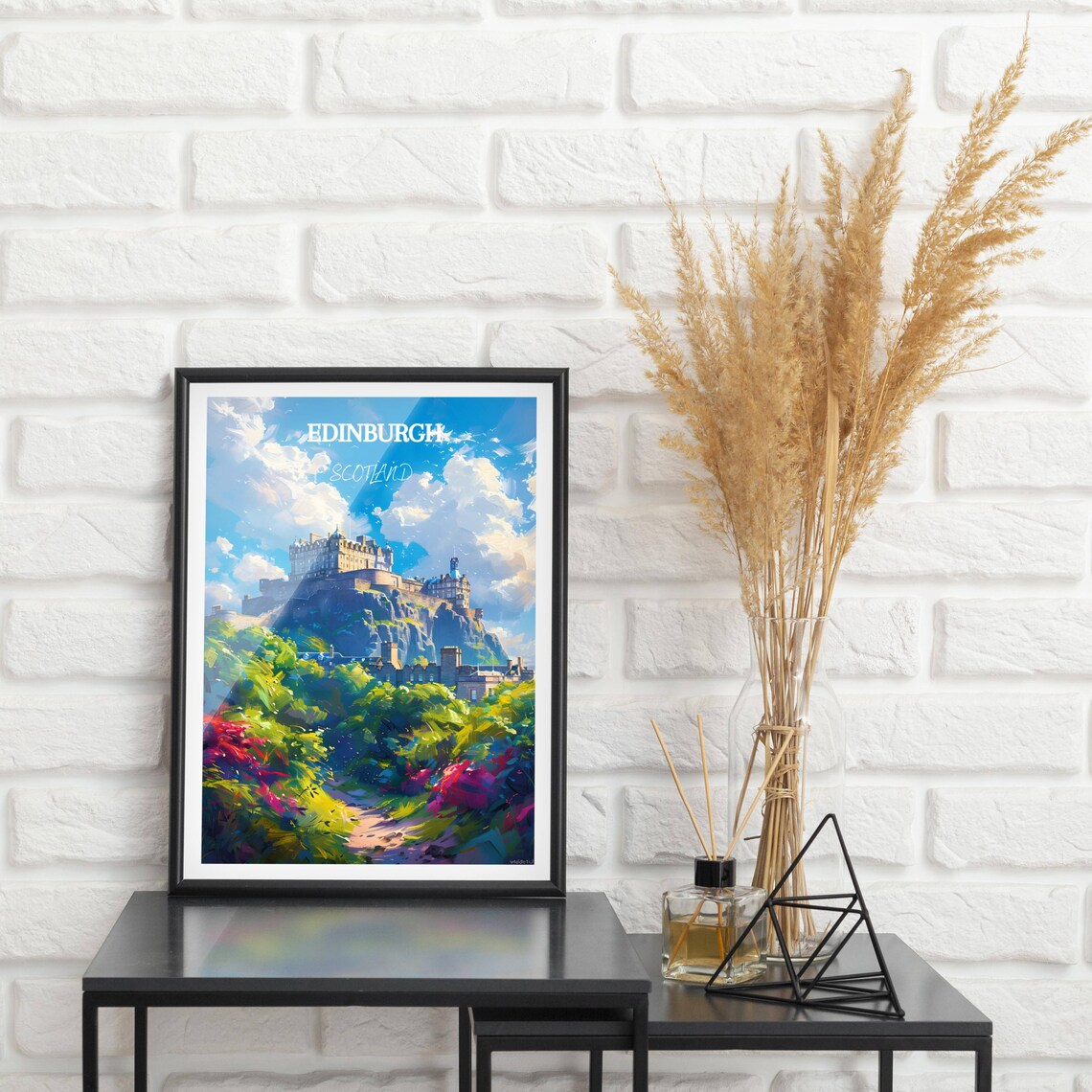 Edinburgh Castle on Castle Rock Above Lush Summer Gardens Poster - Image 2
