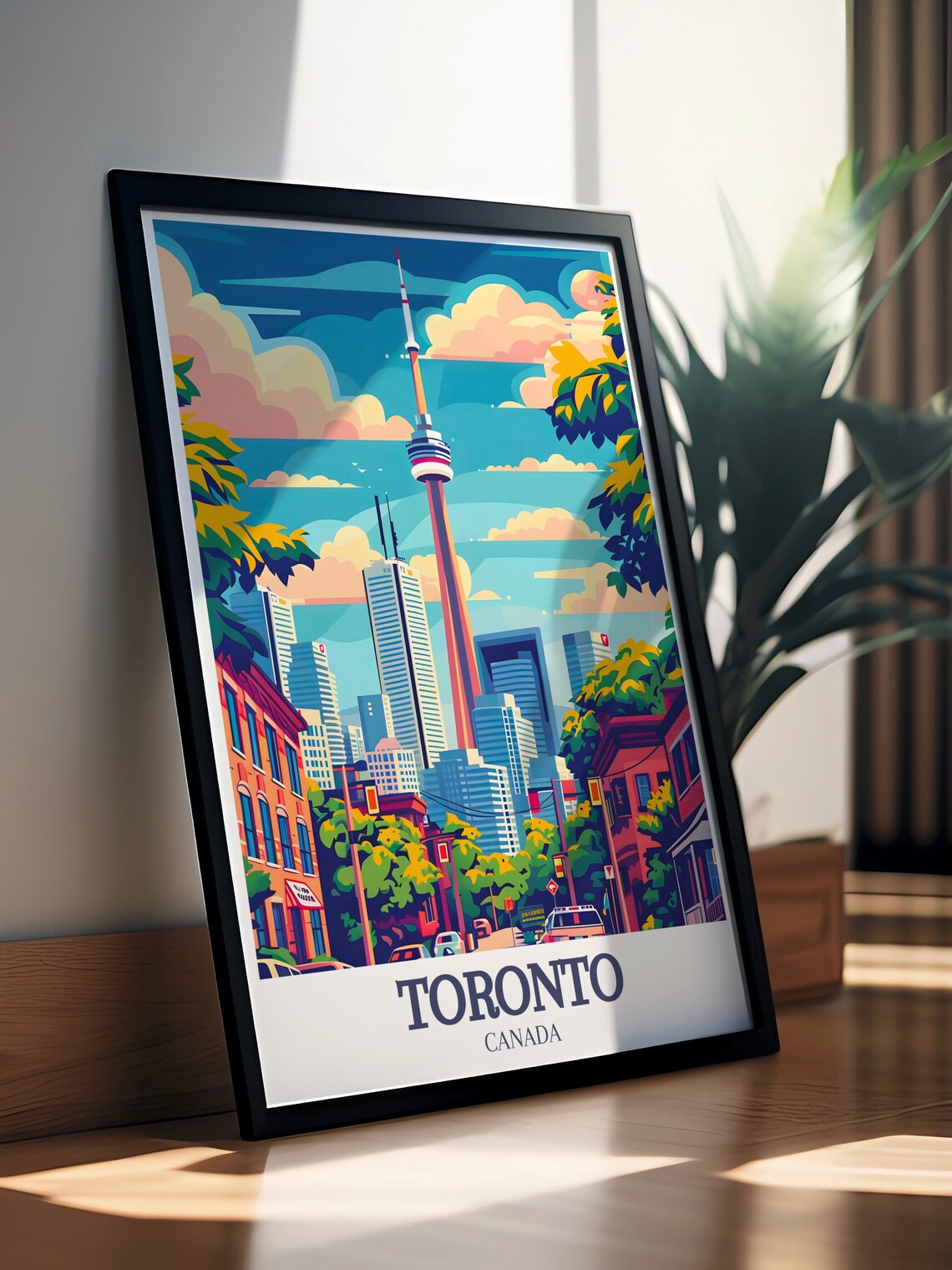 Toronto CN Tower Downtown Street Colorful Canada Travel Poster - Image 2
