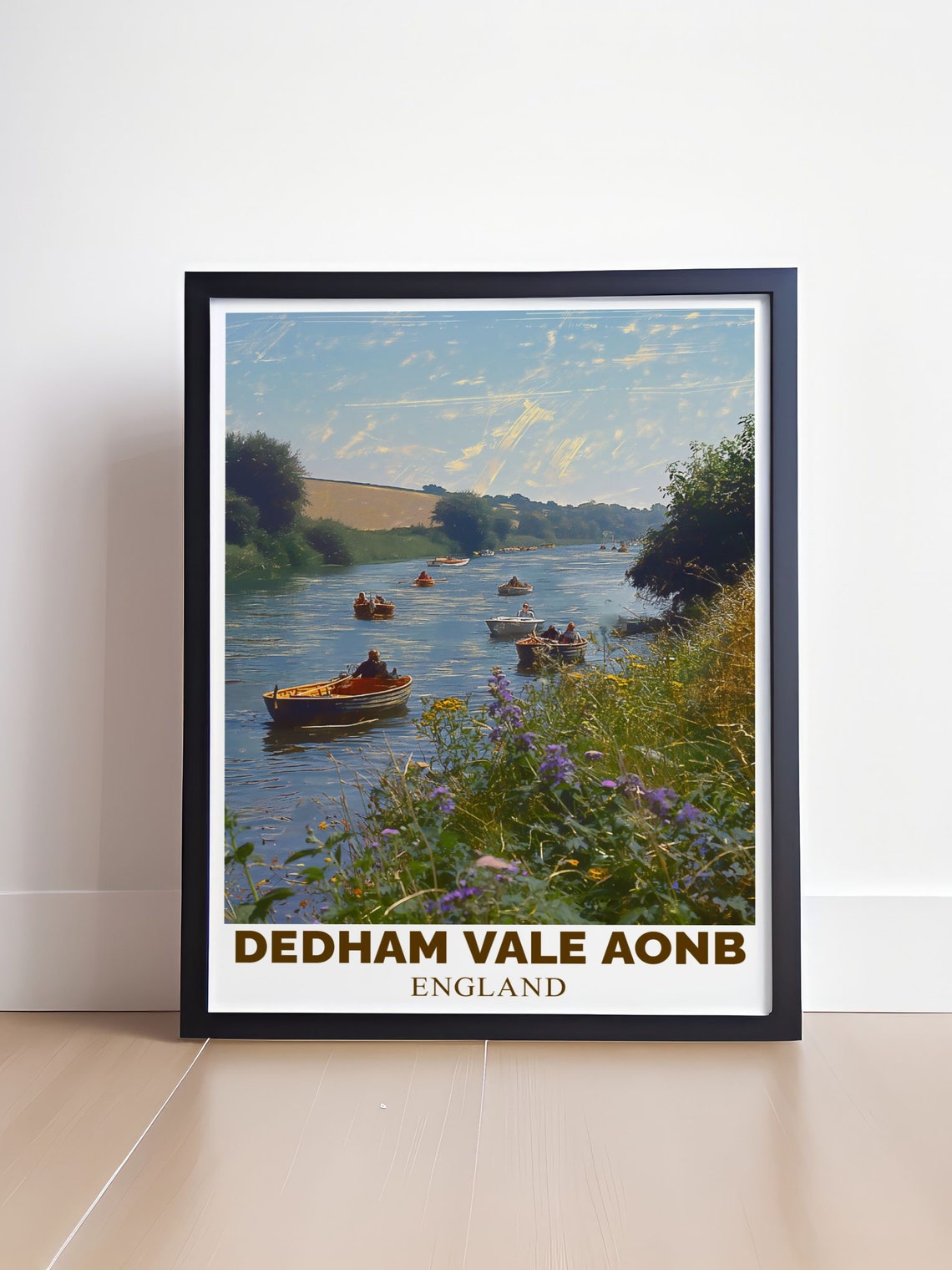Dedham Vale AONB England Poster With Rowboats Drifting On A River - Image 4