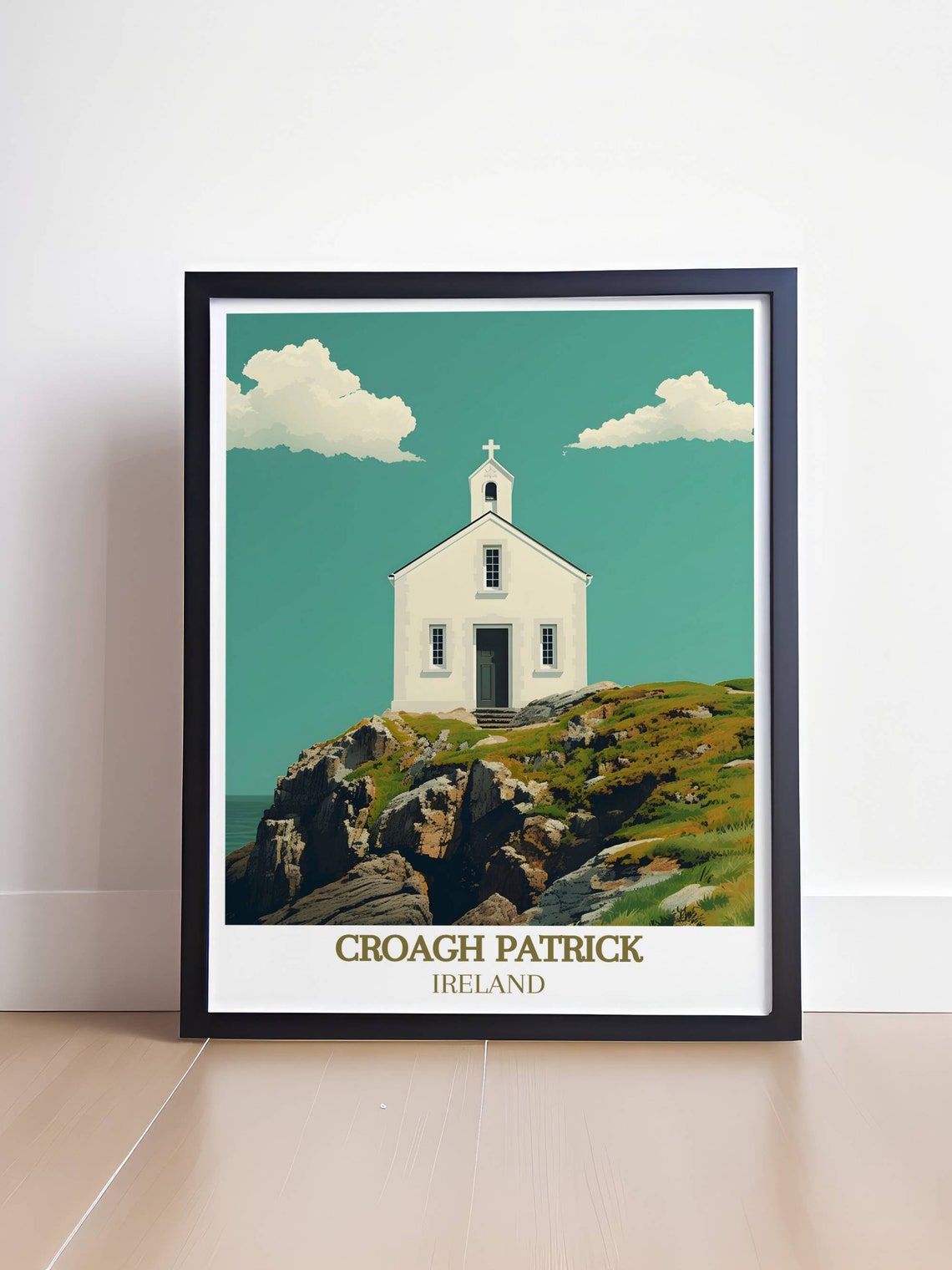 Croagh Patrick Ireland White Chapel Above Rocky Cliffs Poster - Image 4