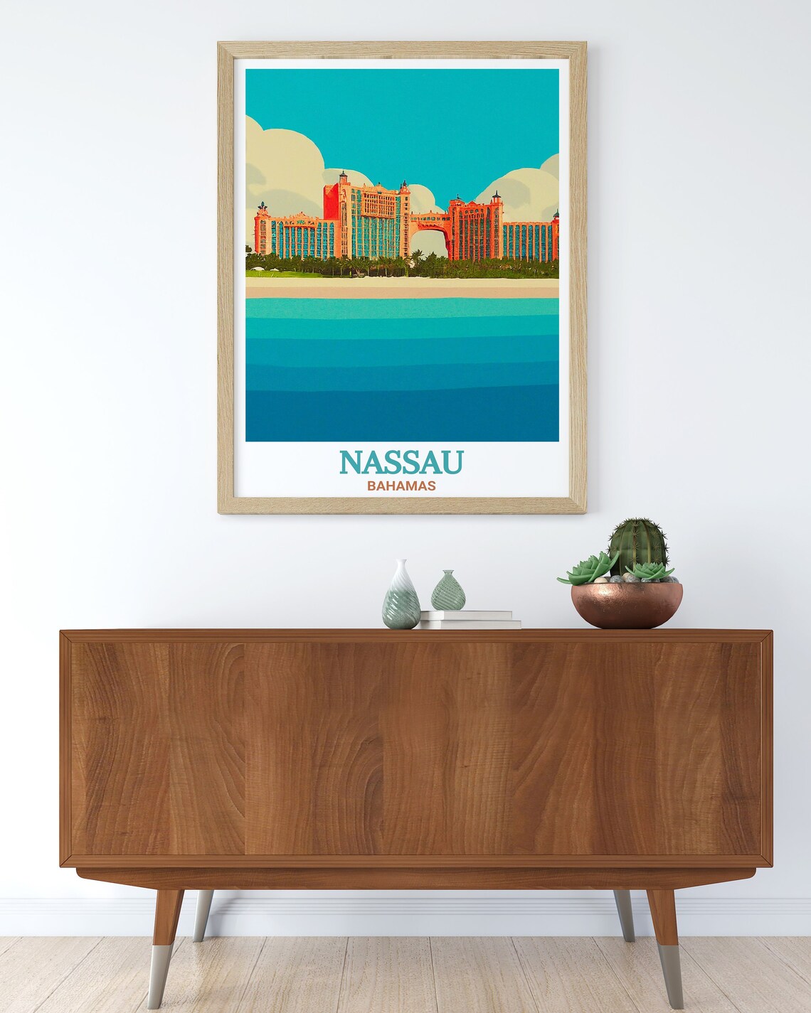 Nassau Atlantis Resort Pink Towers Caribbean Sea View Poster - Image 3