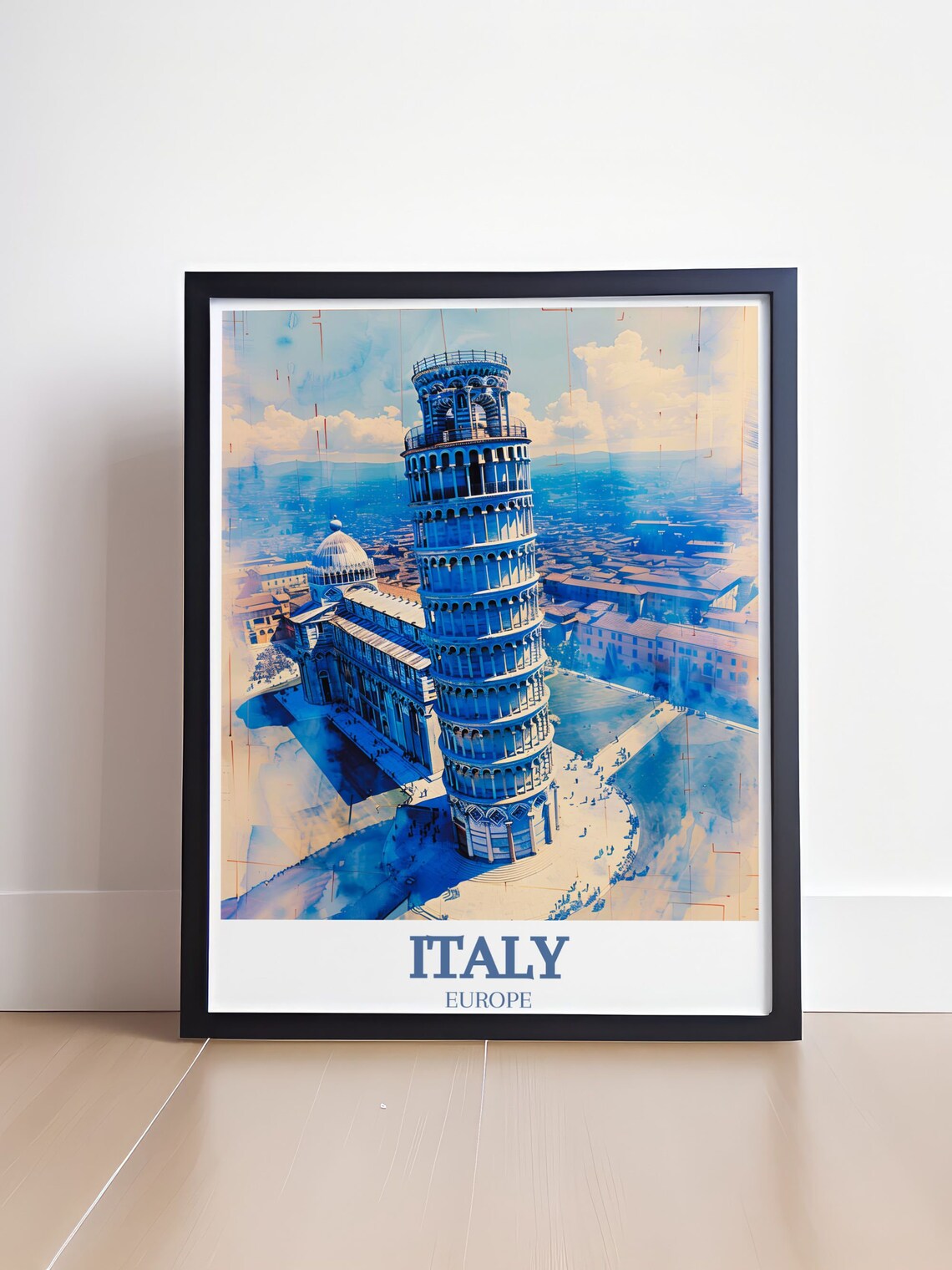 Leaning Tower of Pisa Cathedral Watercolor Italy Travel Poster - Image 4