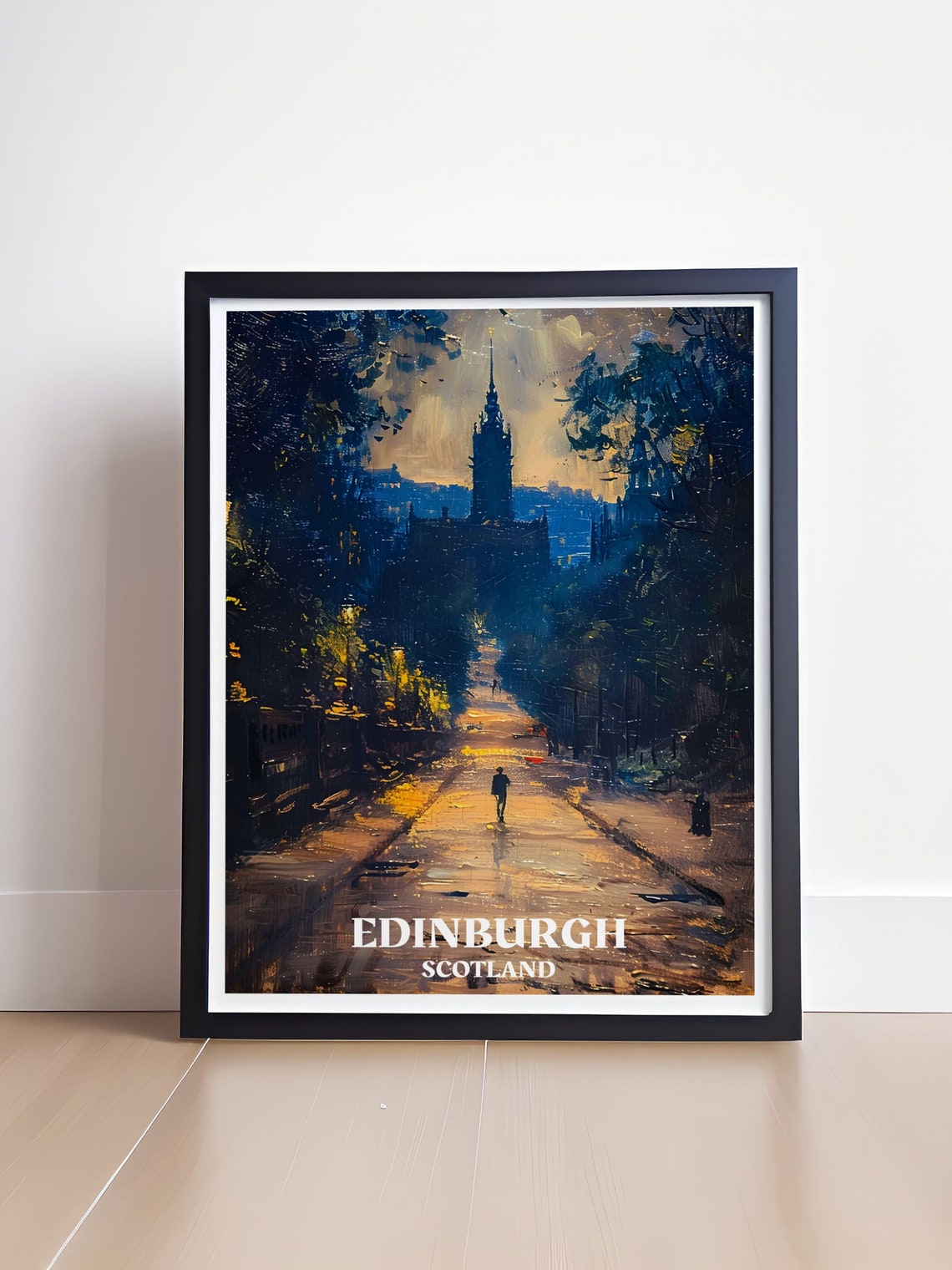 Edinburgh Rainy Night Street Clock Tower Scotland City Poster - Image 4